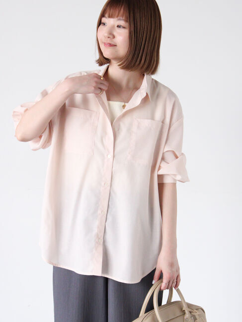 Lugnoncure「【イージーケア】ボリューム袖レギュラーシャツ」|シャツ・ブラウス|ピンク