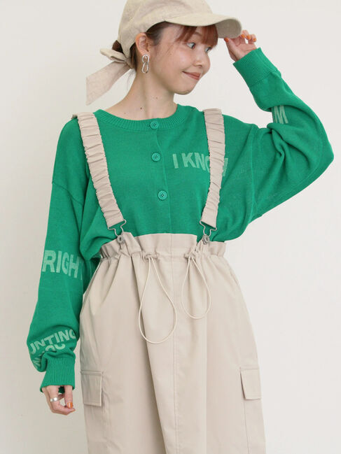 Samansa Mos2「ランダムロゴプリント前後2WAYニット」|カーディガン|グリーン