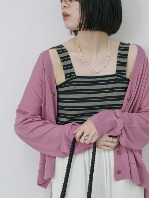 Samansa Mos2 blue「マルチボーダータンク」|Tシャツ・カットソー|