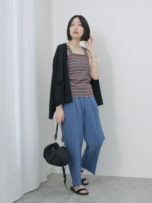 Samansa Mos2 blue「マルチボーダータンク」|Tシャツ・カットソー|