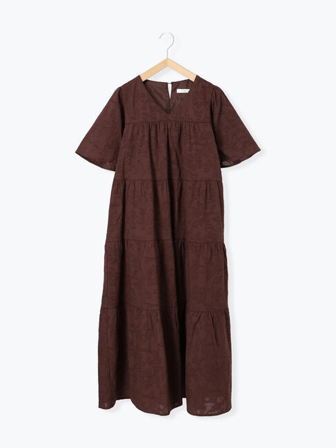 Samansa Mos2 blue「花ジャガードティアードワンピース」|ワンピース|