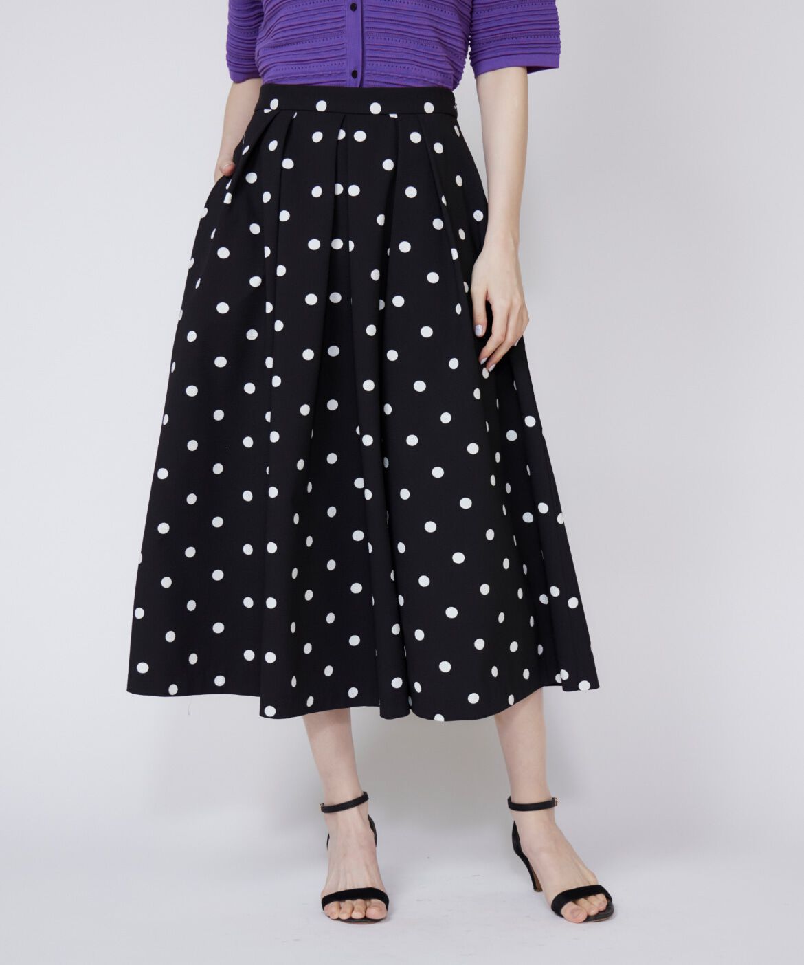 Maglie le cassetto「ボリュームタックスカート」|フレア|ブラック