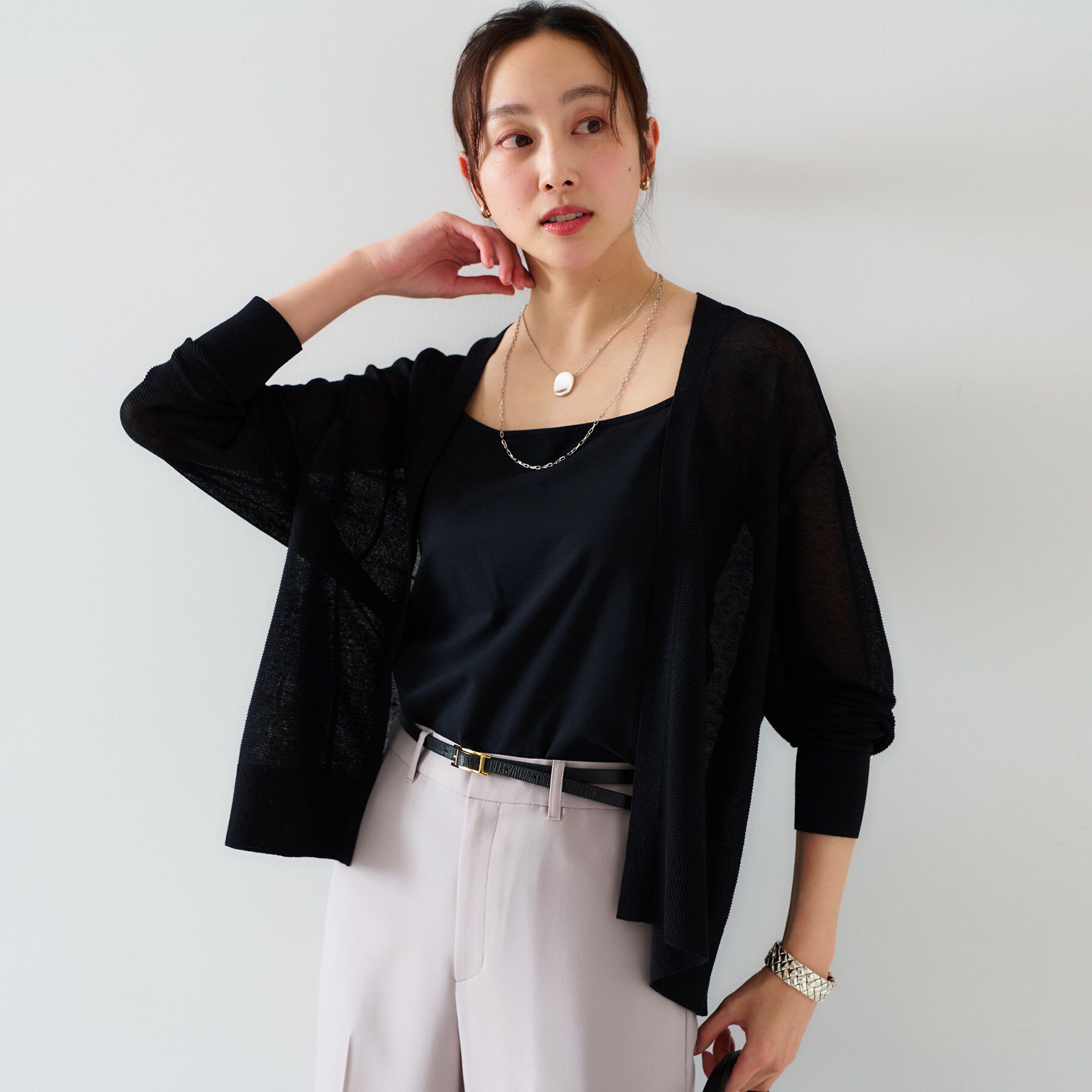 UNTITLED「【体型カバー/日除け】ドルマンスリーブ ガーターカーディガン」|カーディガン|