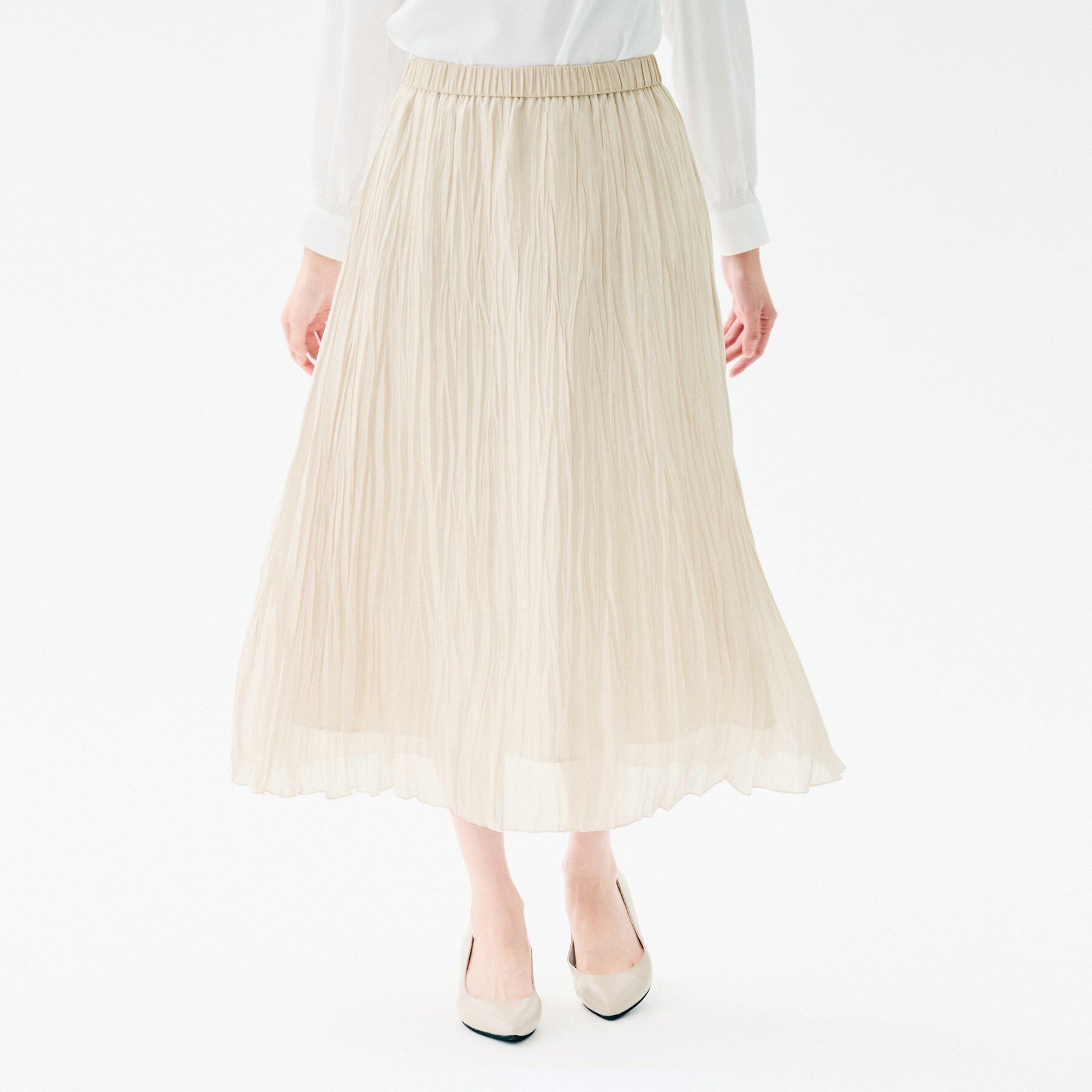UNTITLED「【ウエストゴム/洗える/シアー】シャイニープリーツスカート」|スカート|