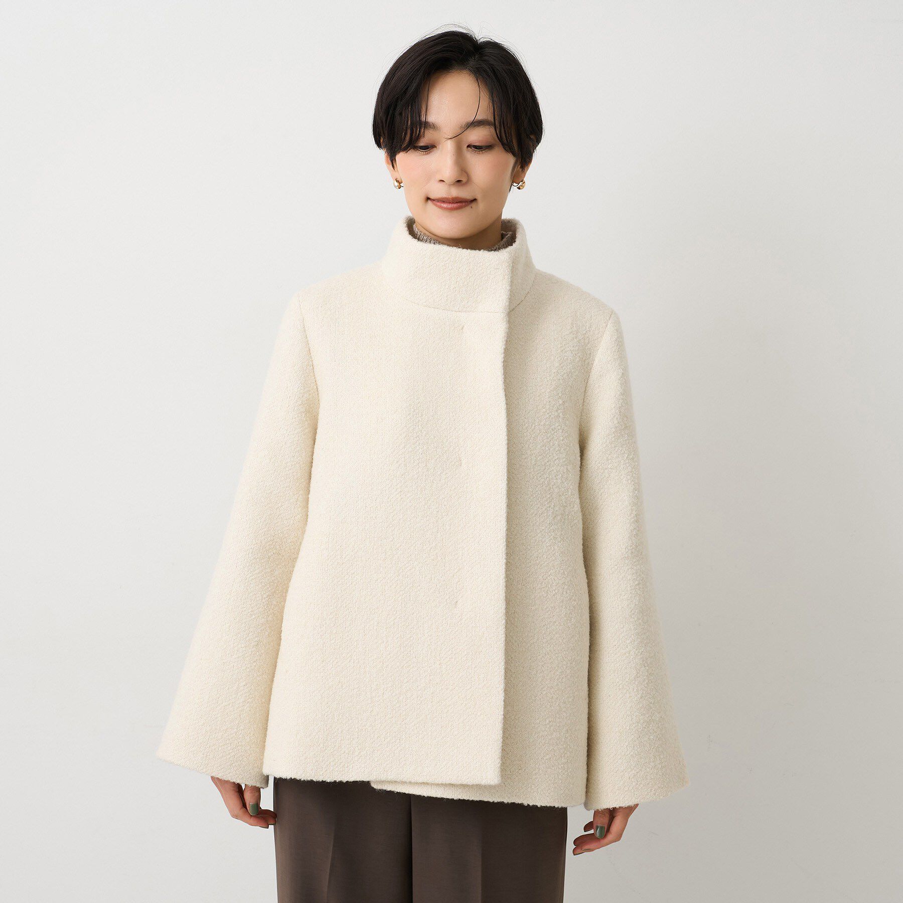 UNTITLED「【ツイード風/スタンドカラー】ファンシーヘリンボンコート」|その他|