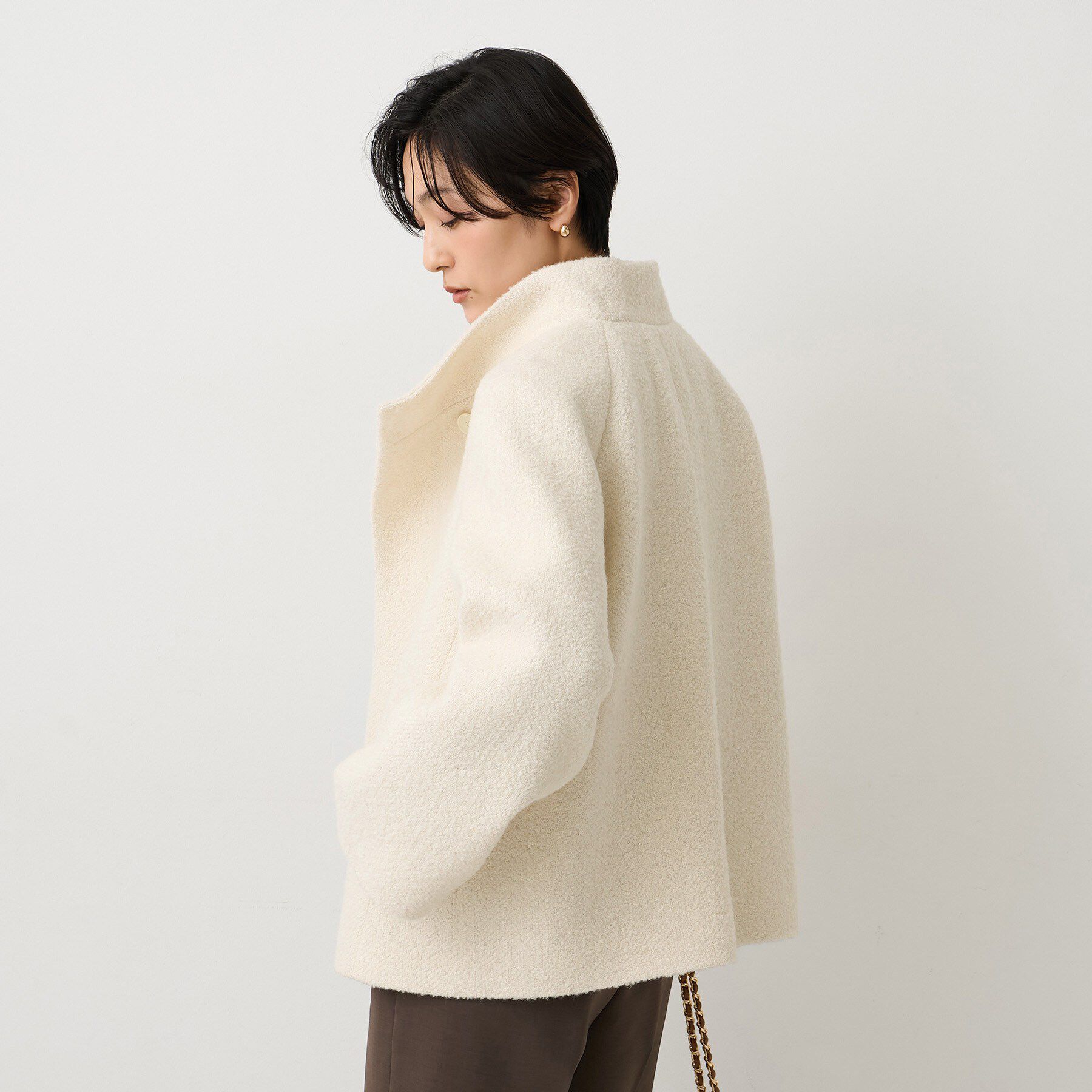 UNTITLED「【ツイード風/スタンドカラー】ファンシーヘリンボンコート」|その他|