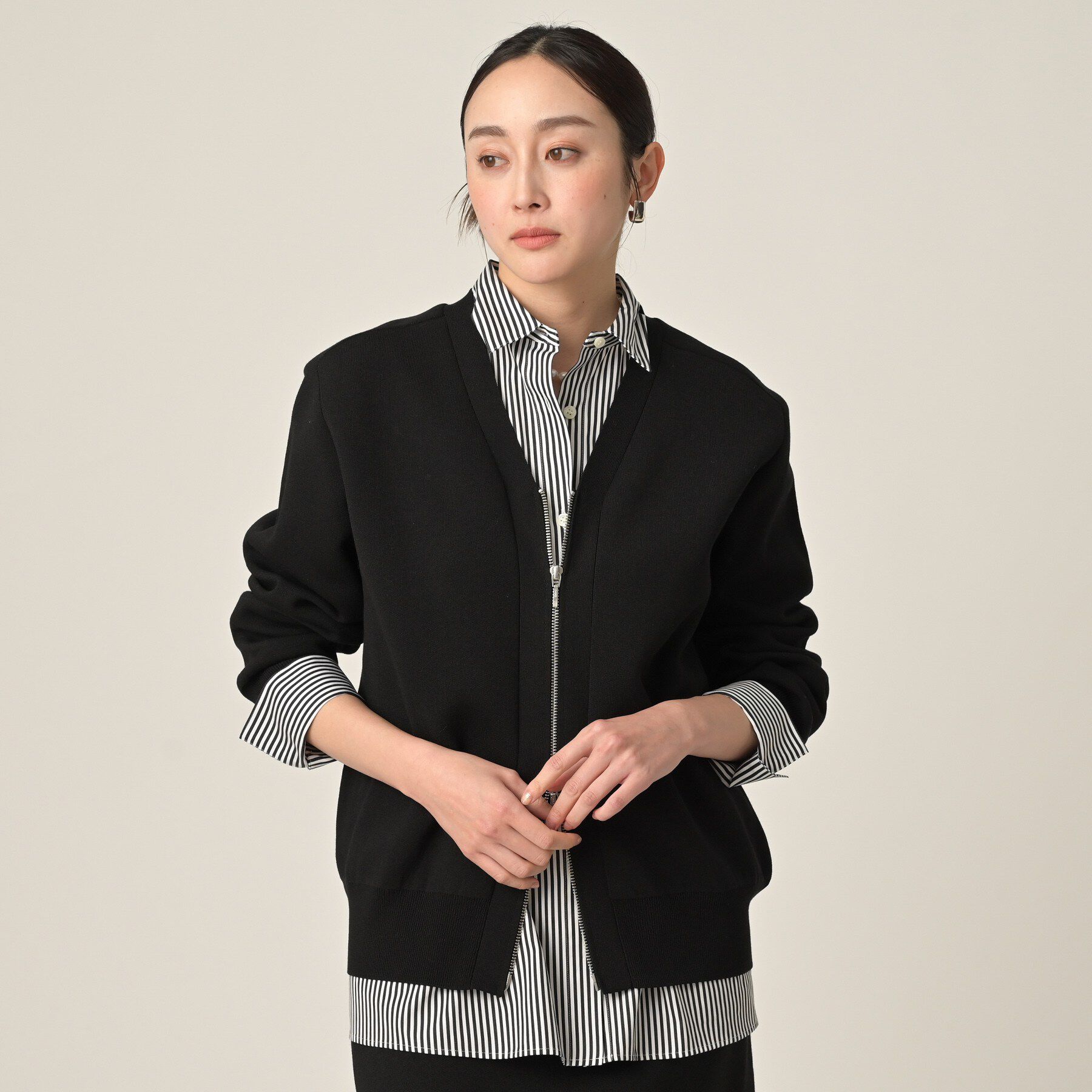 UNTITLED「ジップアップニットカーディガン」|カーディガン|