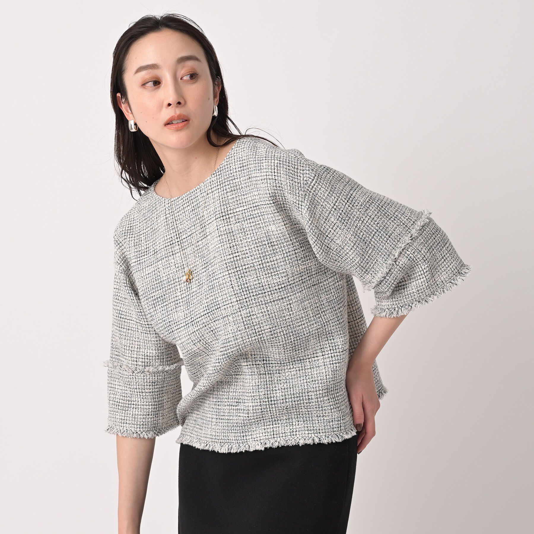 UNTITLED「【洗える】ツイードドルマンブラウス」|シャツ・ブラウス|