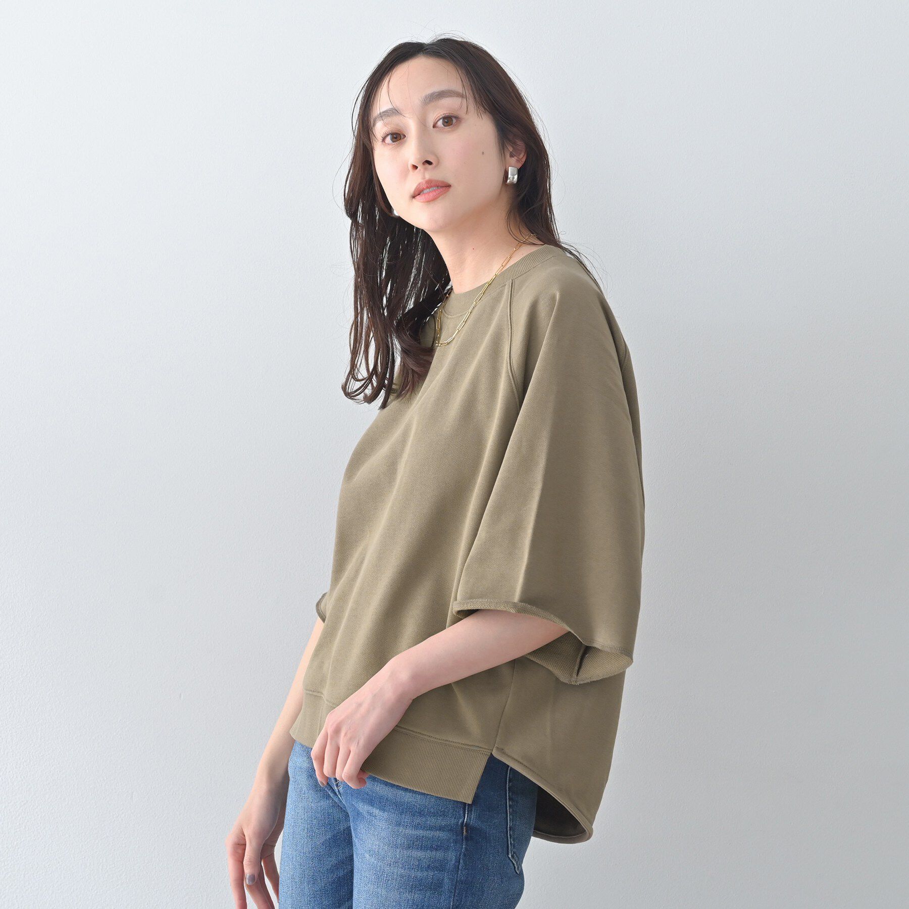 UNTITLED「【Liyoca】裏毛ハーフスリーブプルオーバー」|Tシャツ・カットソー|