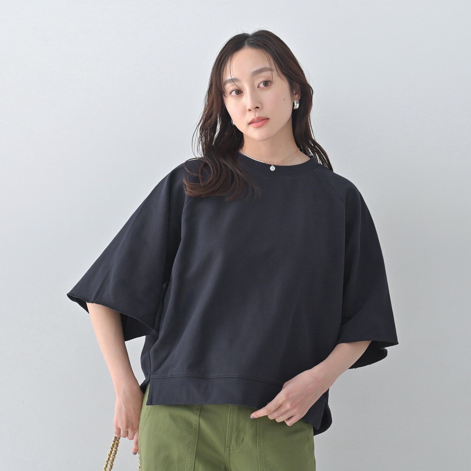 UNTITLED「【Liyoca】裏毛ハーフスリーブプルオーバー」|Tシャツ・カットソー|