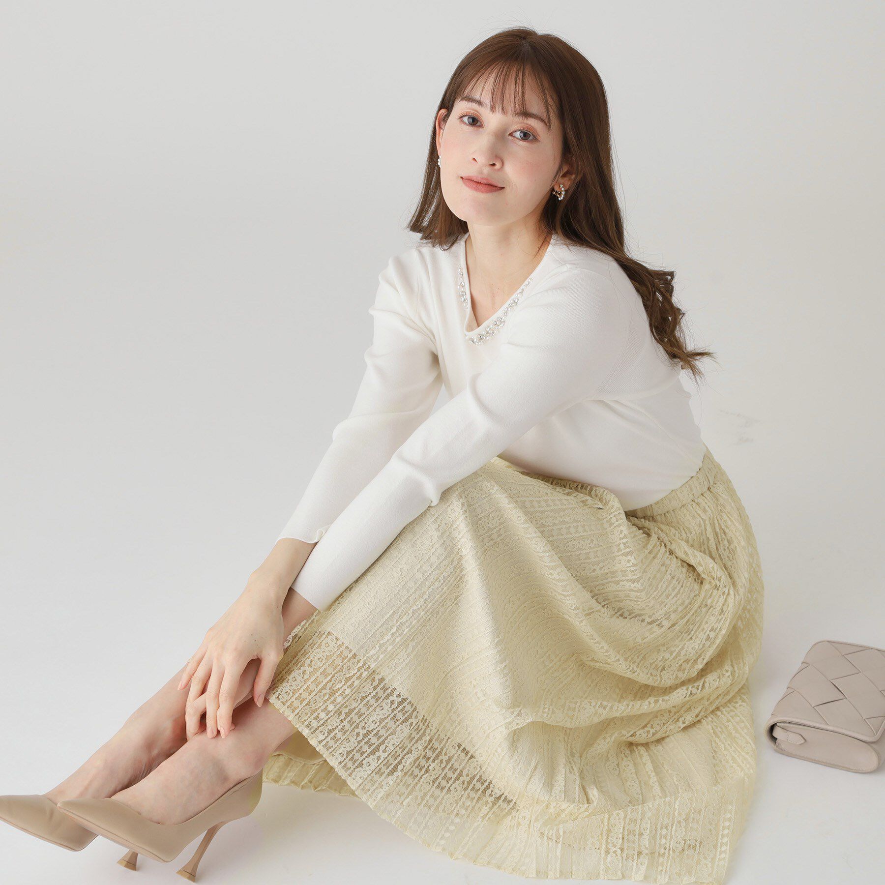 COUP DE CHANCE「【洗える】レース素材プリーツスカート」|スカート|