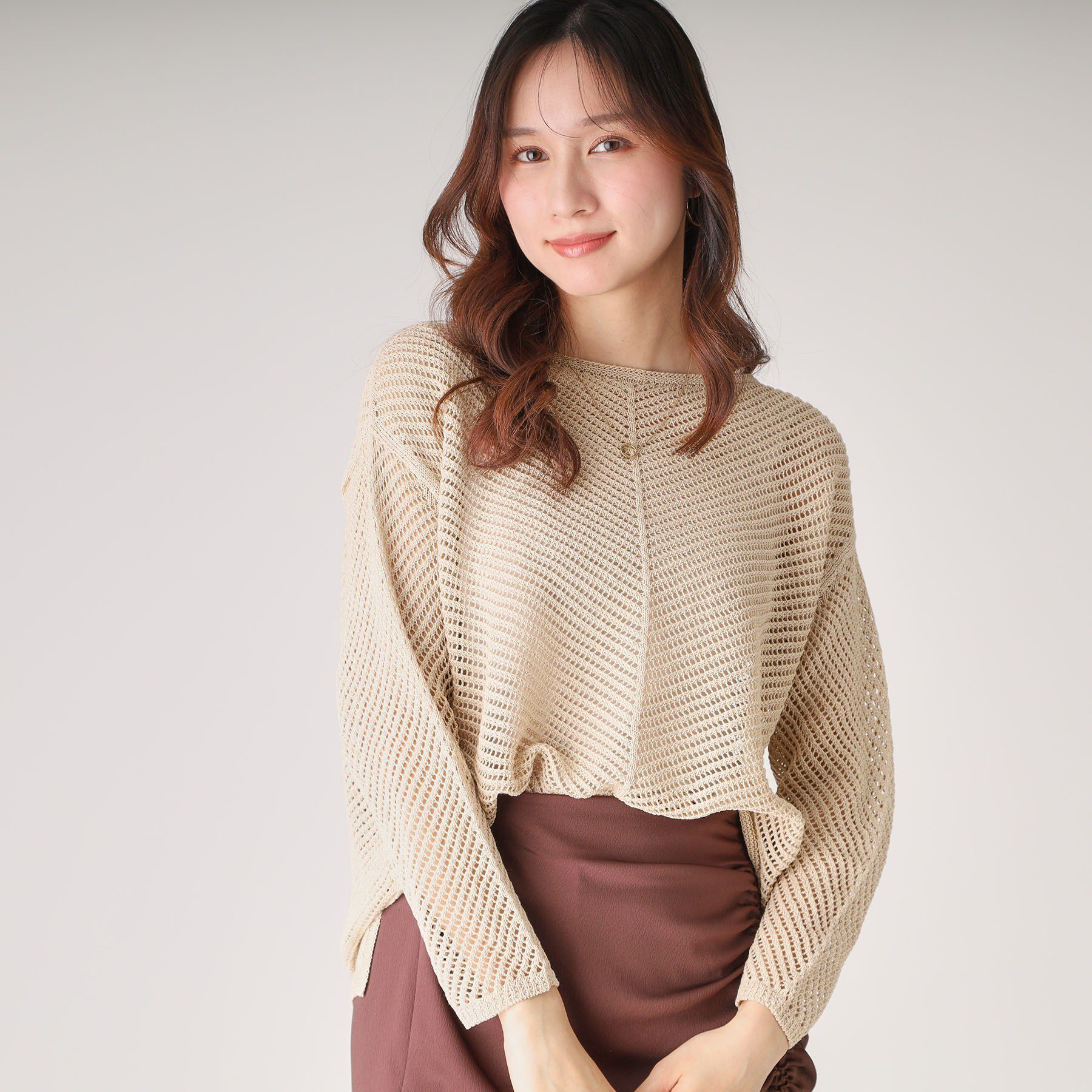 COUP DE CHANCE「【洗える／日本製】和紙混ニットプルオーバー」|ニット・セーター|ライトベージュ(05