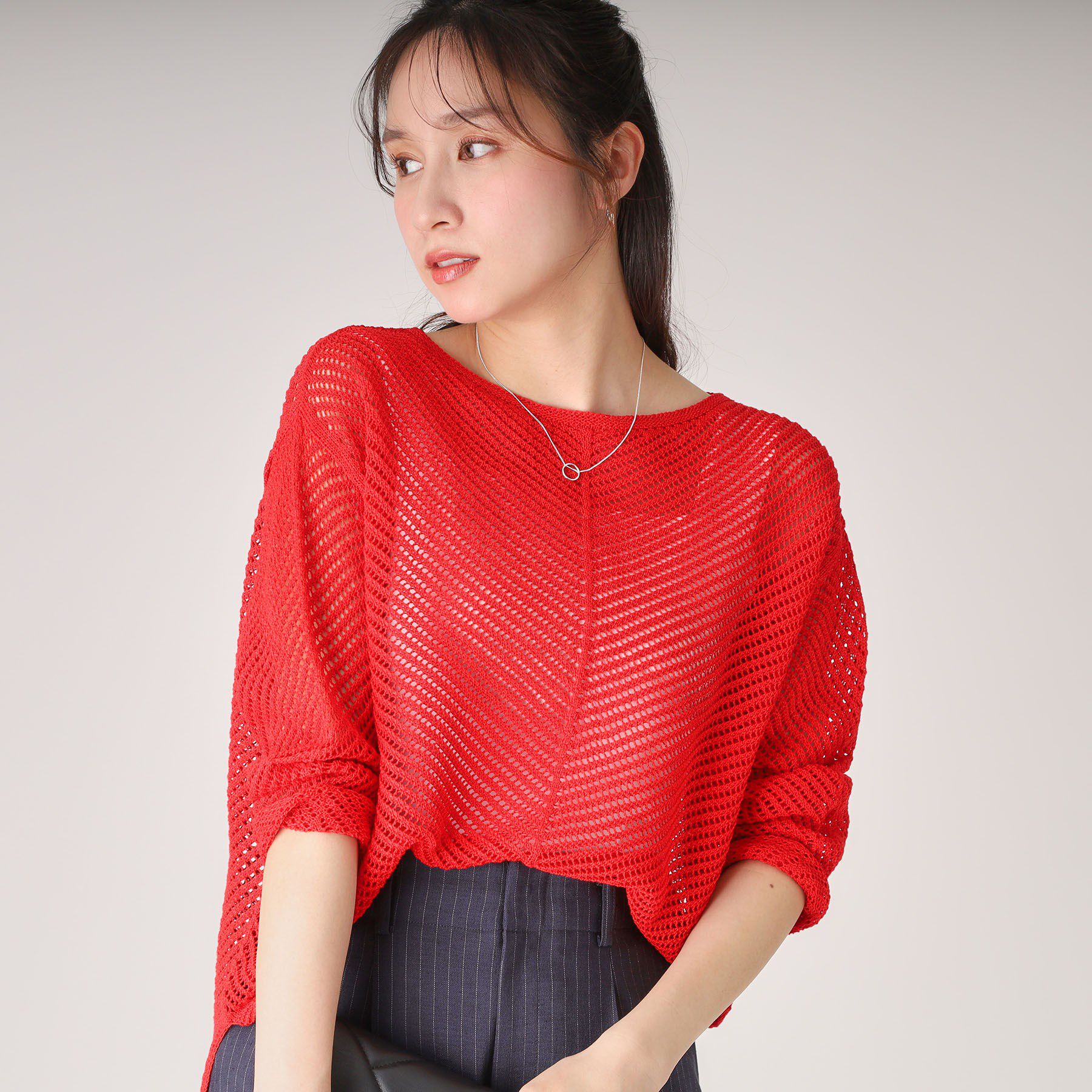 COUP DE CHANCE「【洗える／日本製】和紙混ニットプルオーバー」|ニット・セーター|レッド(063)