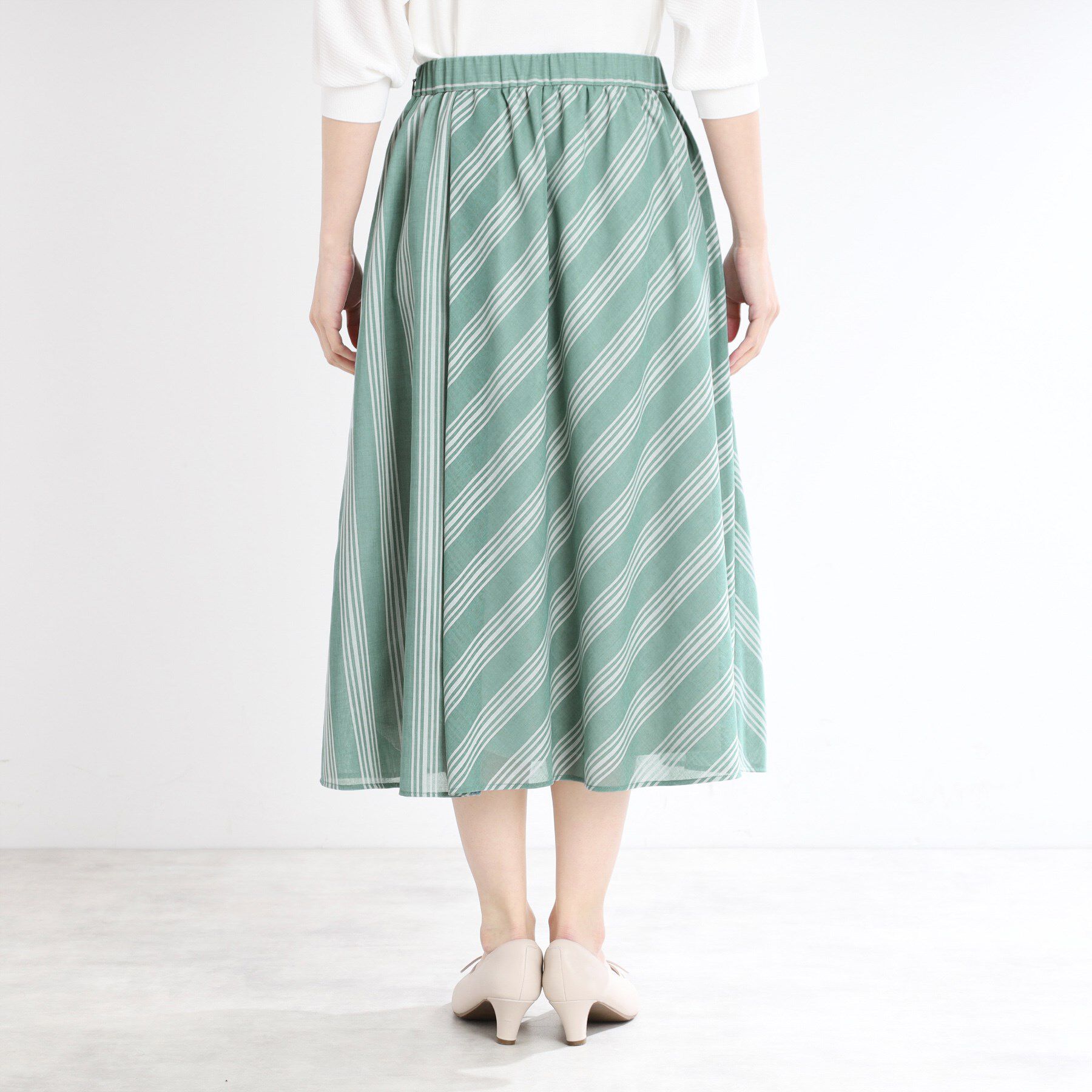 Reflect「【手洗い可】ストライプ柄シアースカート」|スカート|