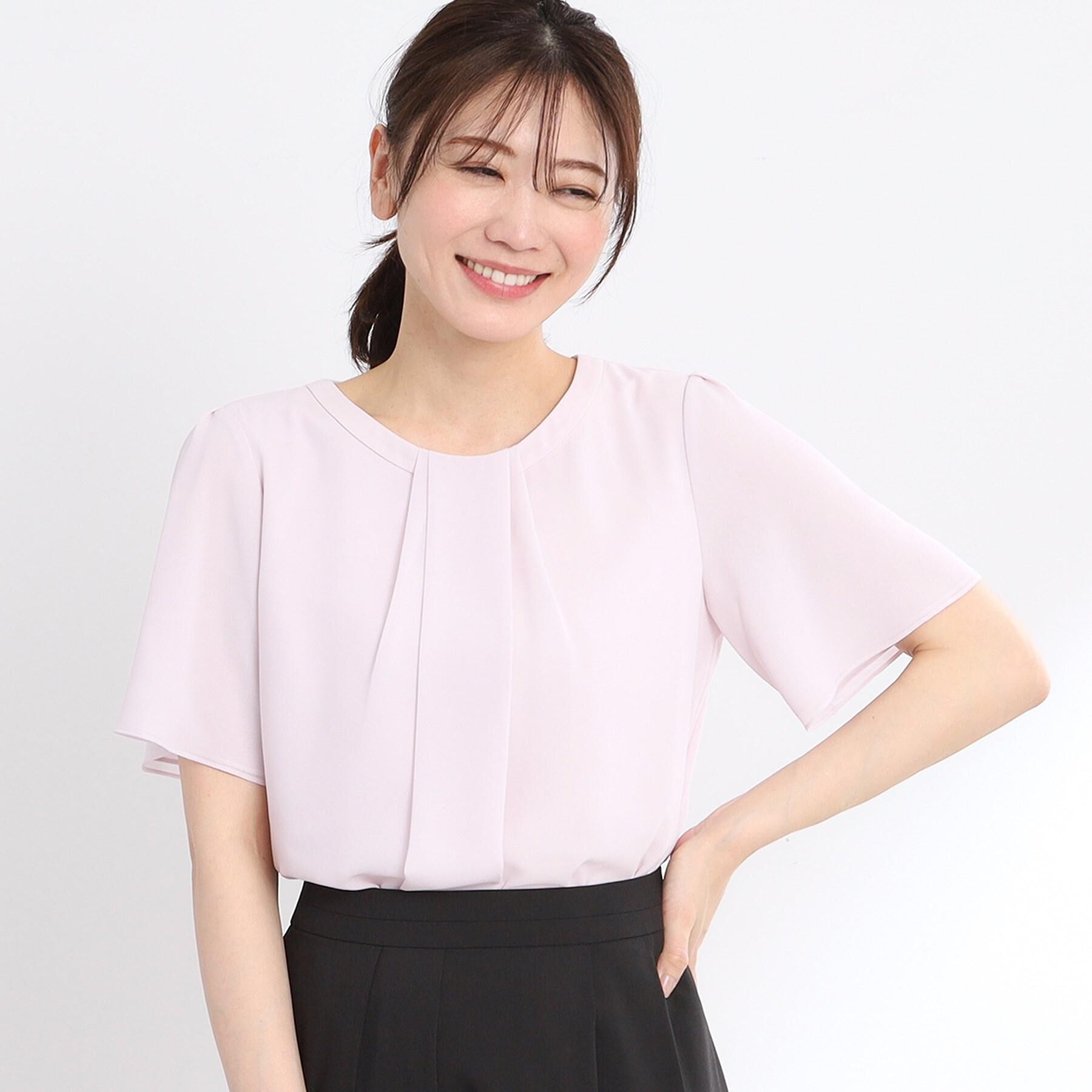 Reflect「【UVカット／接触冷感／マシンウォッシュ可能】タックデザインブラウス」|シャツ・ブラウス|ライトピンク(070