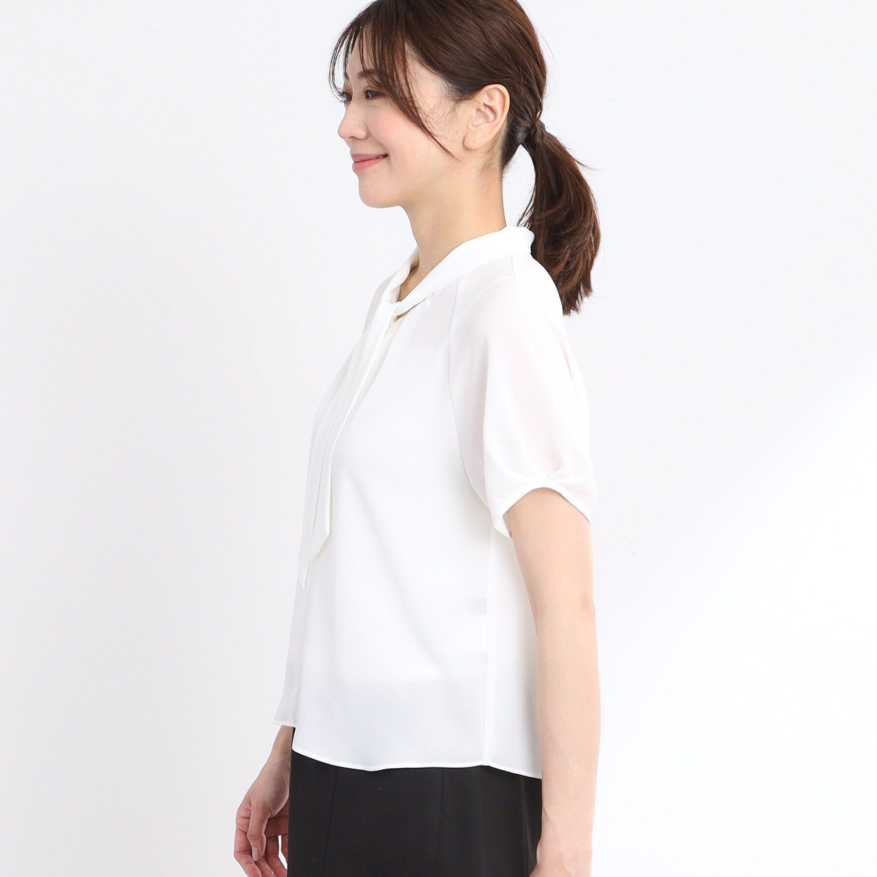 Reflect「【夏SALE／接触冷感／マシンウォッシュ可／吸水速乾／セットアップ可】ボウタイブラウス」|シャツ・ブラウス|