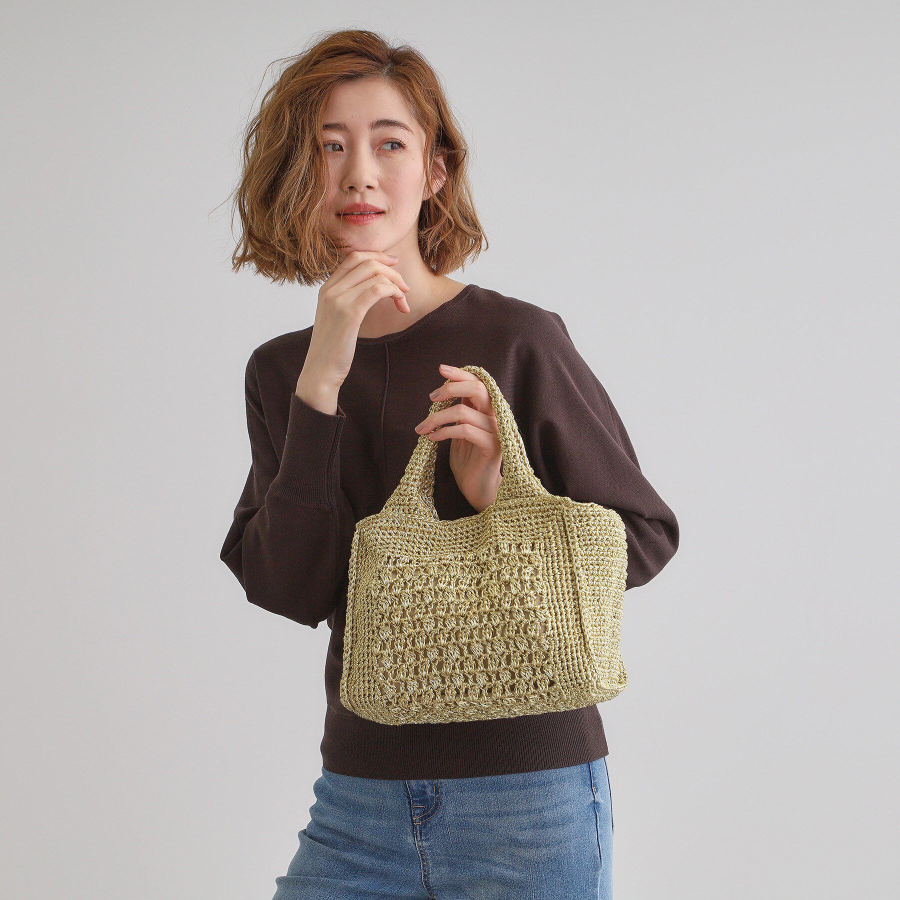 grove「【雑誌掲載】ラメコードスクエア2WAYトート」|トートバッグ|