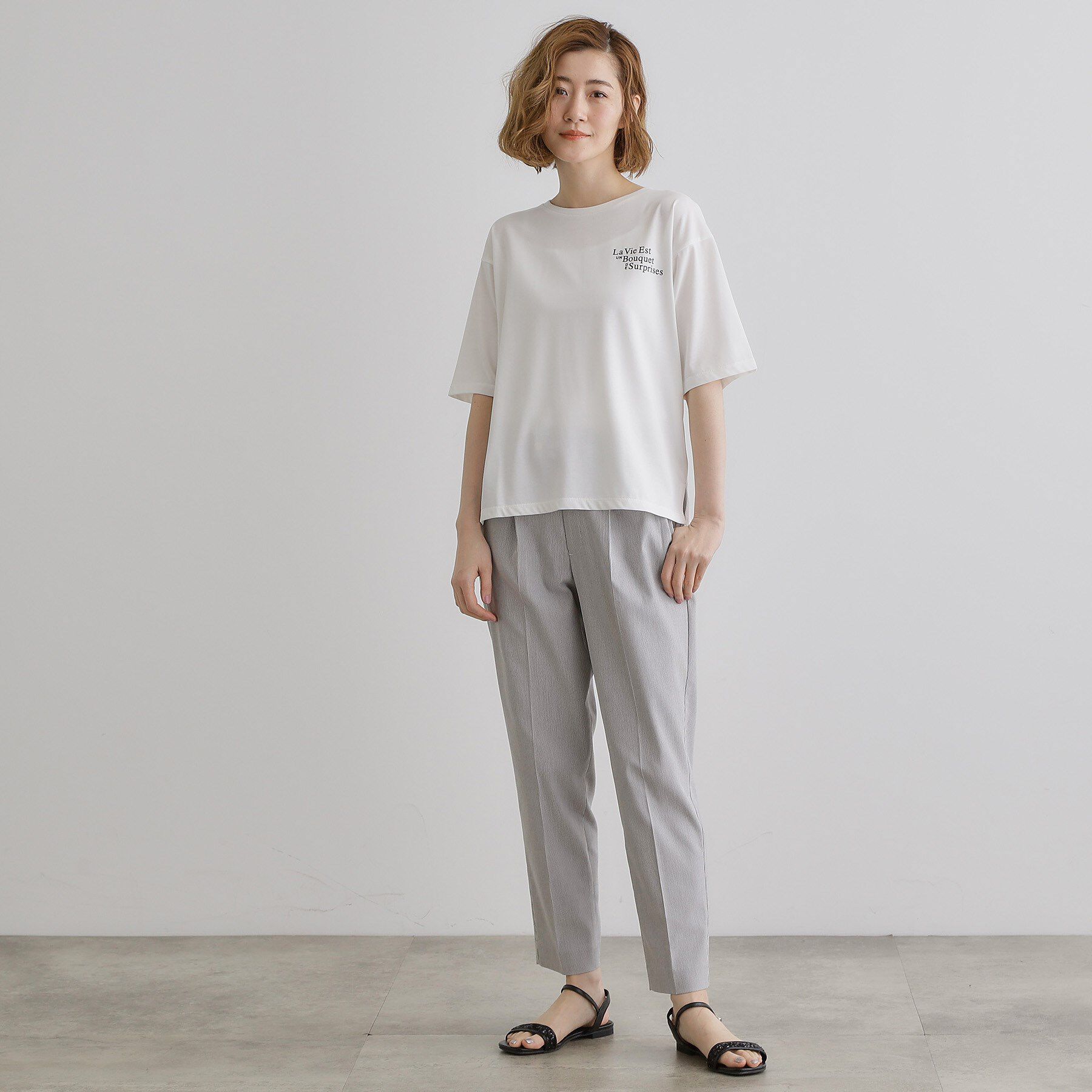 grove「五分袖ロゴプリントTシャツ」|Tシャツ・カットソー|