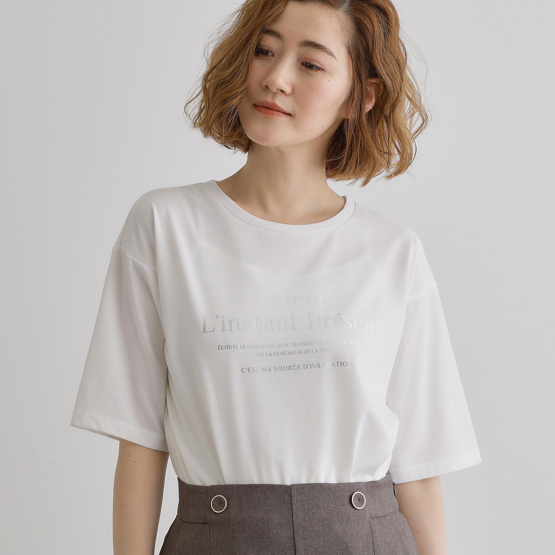 grove「五分袖ロゴプリントTシャツ」|Tシャツ・カットソー|