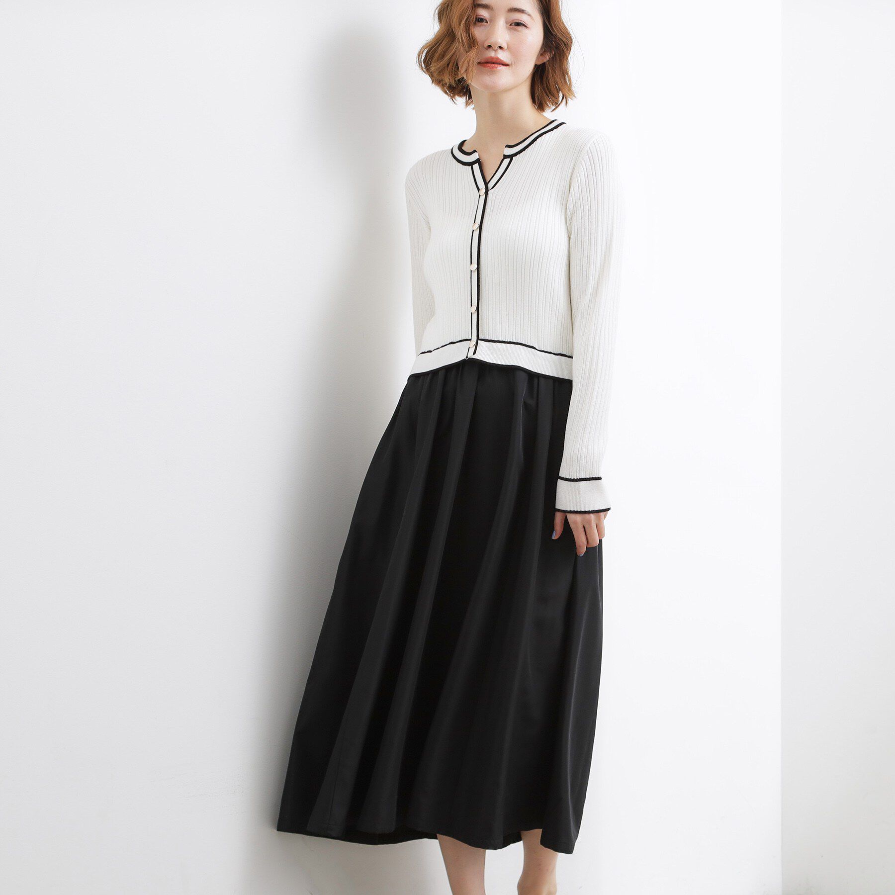 grove「一枚で装いが整う　マルチボーダーアソートドッキングワンピース」|ワンピース|オフ(003)