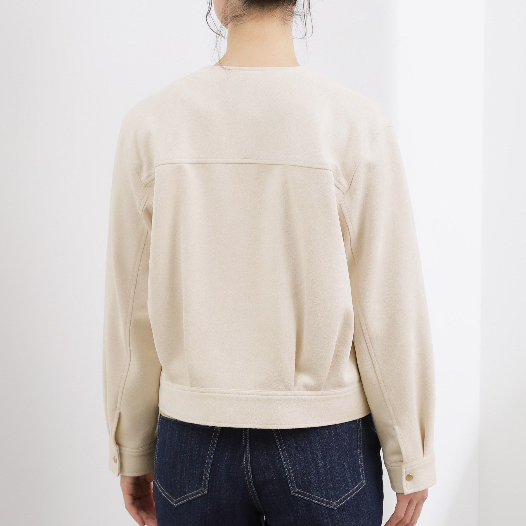 grove「スエードライク ノーカラーブルゾン」|ノーカラージャケット|