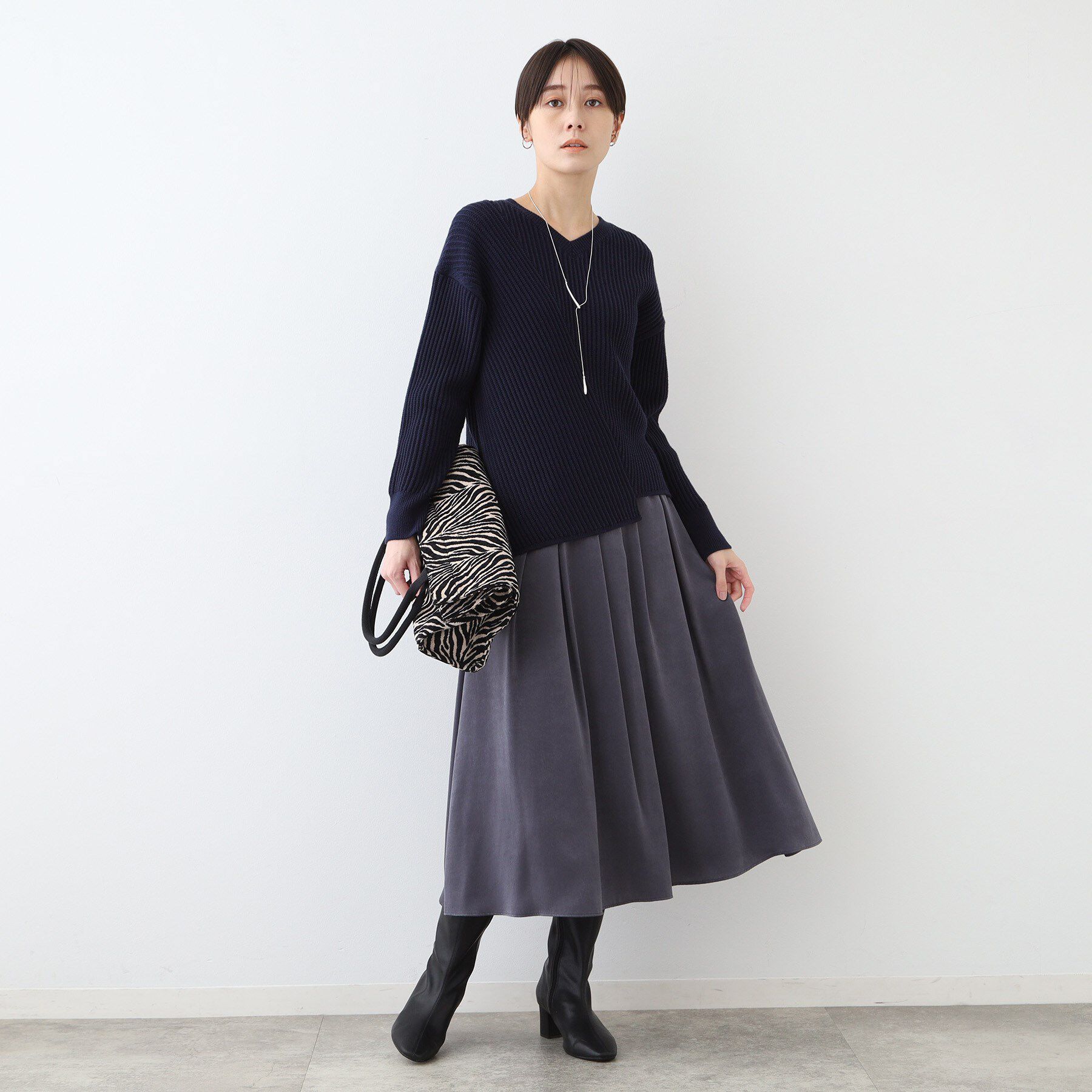 INDIVI「【洗える／コットン混】アシメデザインニット」|ニット・セーター|