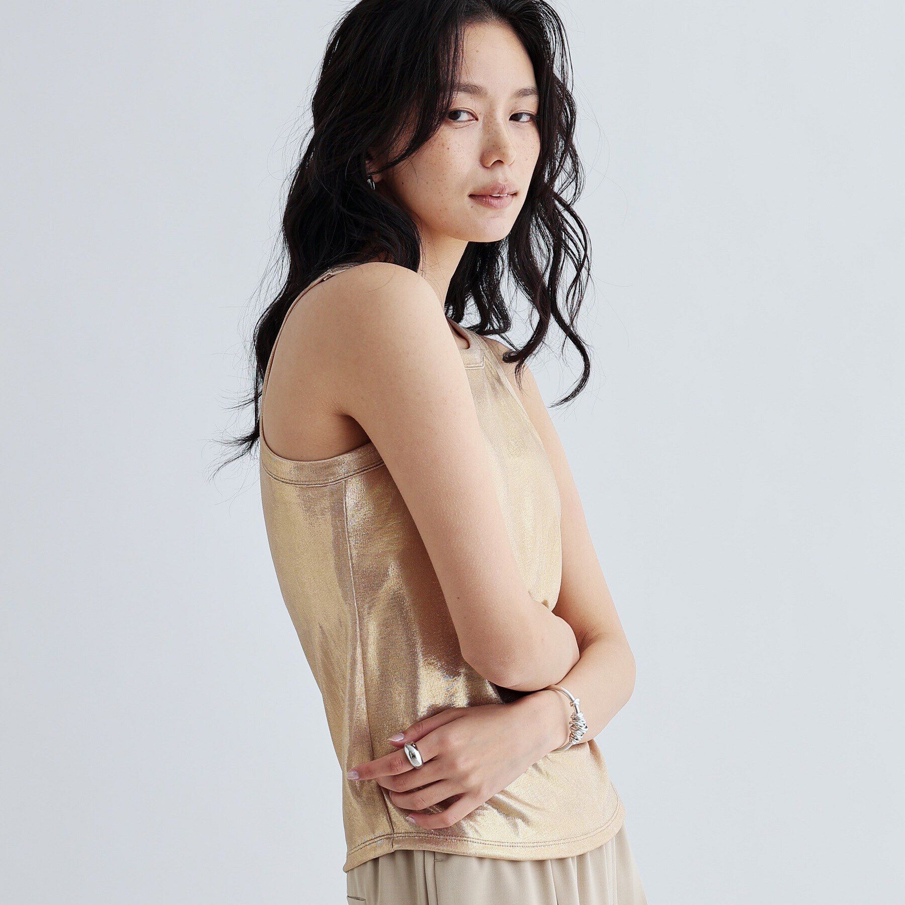 GALLEST「シャイニーアメスリタンクトップ（カップ付き）」|キャミソール|