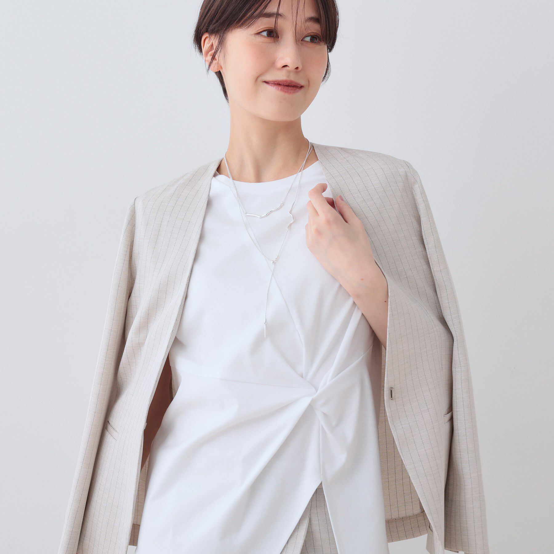 INDIVI「【洗える】ねじりデザインTシャツ」|Tシャツ・カットソー|