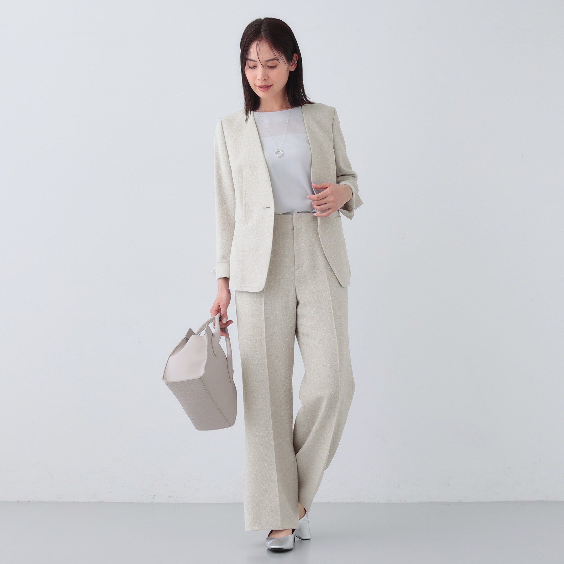 INDIVI「【日本製／SETUP可能】トリアセテート混ワイドパンツ」|スーツ|