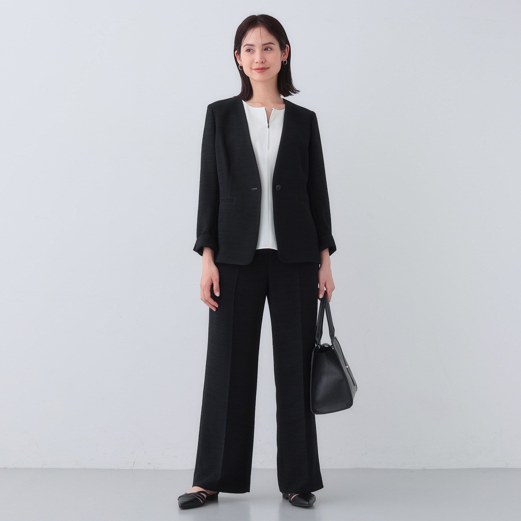 INDIVI「【日本製／SETUP可能】トリアセテート混ワイドパンツ」|スーツ|