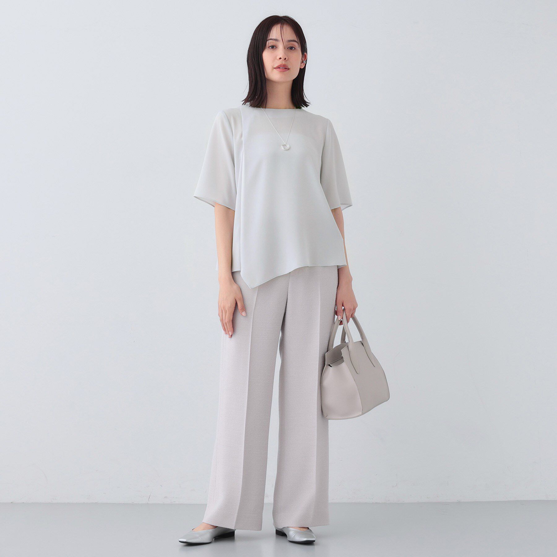 INDIVI「【日本製／トリアセテート混】アシメラインブラウス」|シャツ・ブラウス|