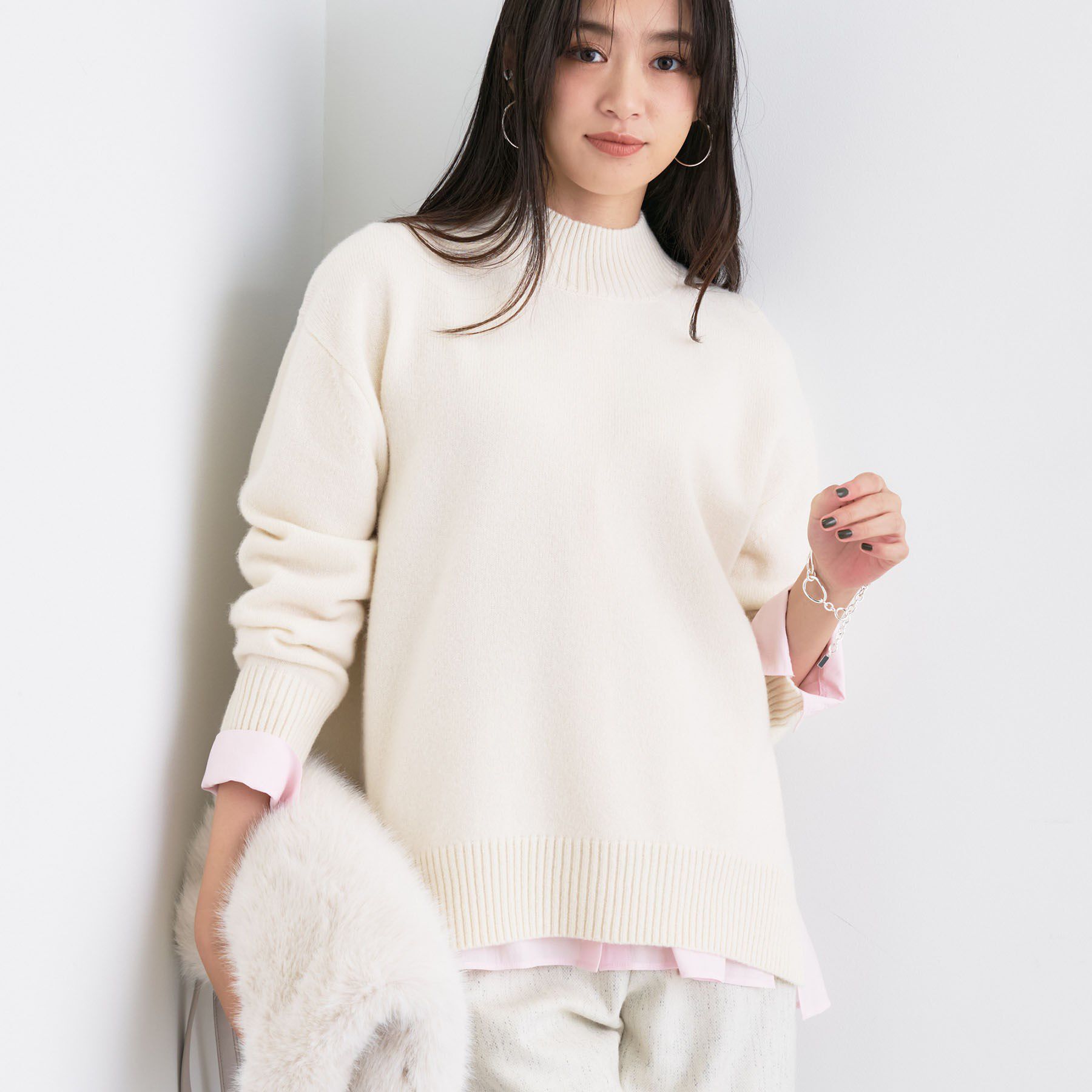 INDIVI「【冬ニット人気NO．1！／カシミヤ混】ミドルゲージハイネックニット」|ニット・セーター|