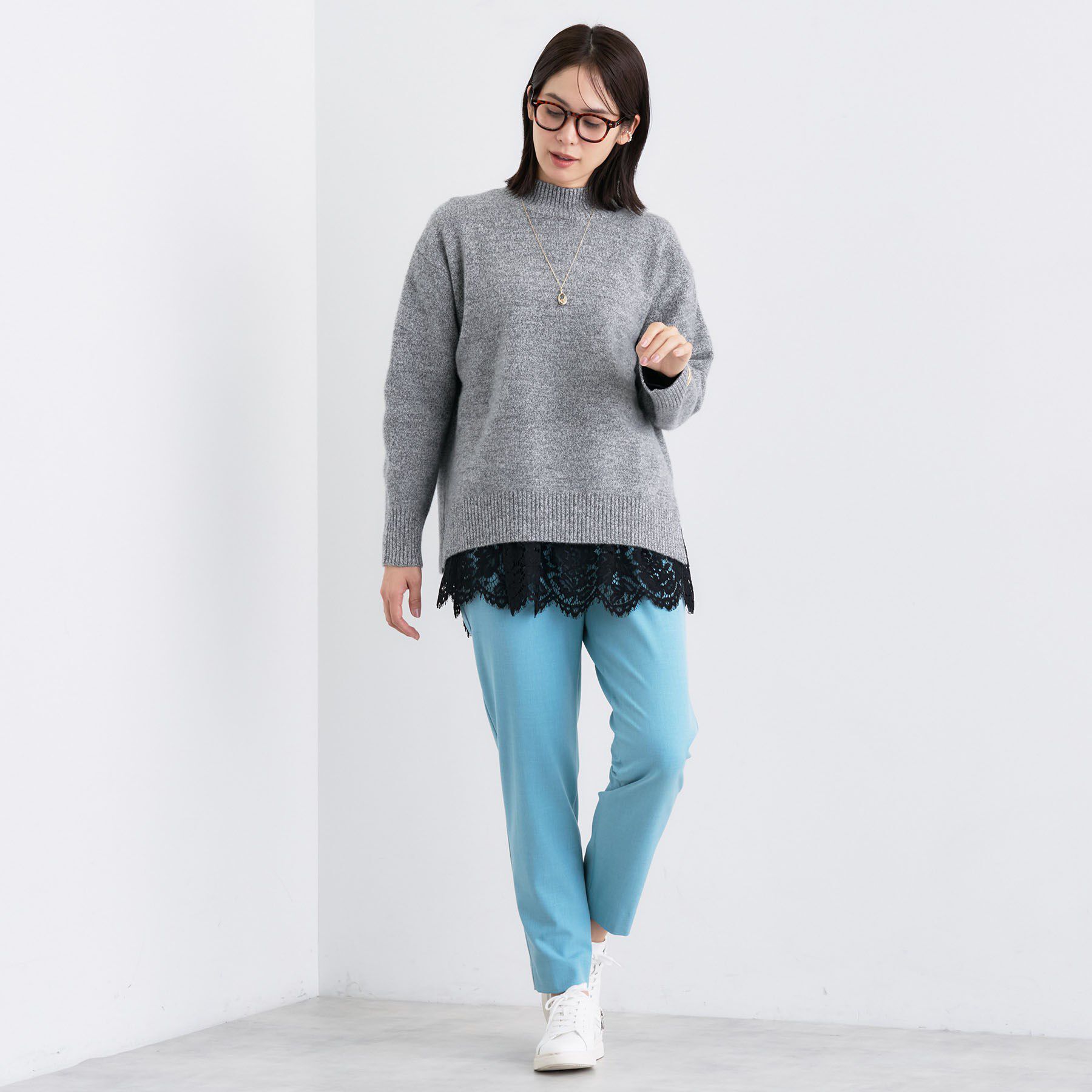 INDIVI「【冬ニット人気NO．1！／カシミヤ混】ミドルゲージハイネックニット」|ニット・セーター|