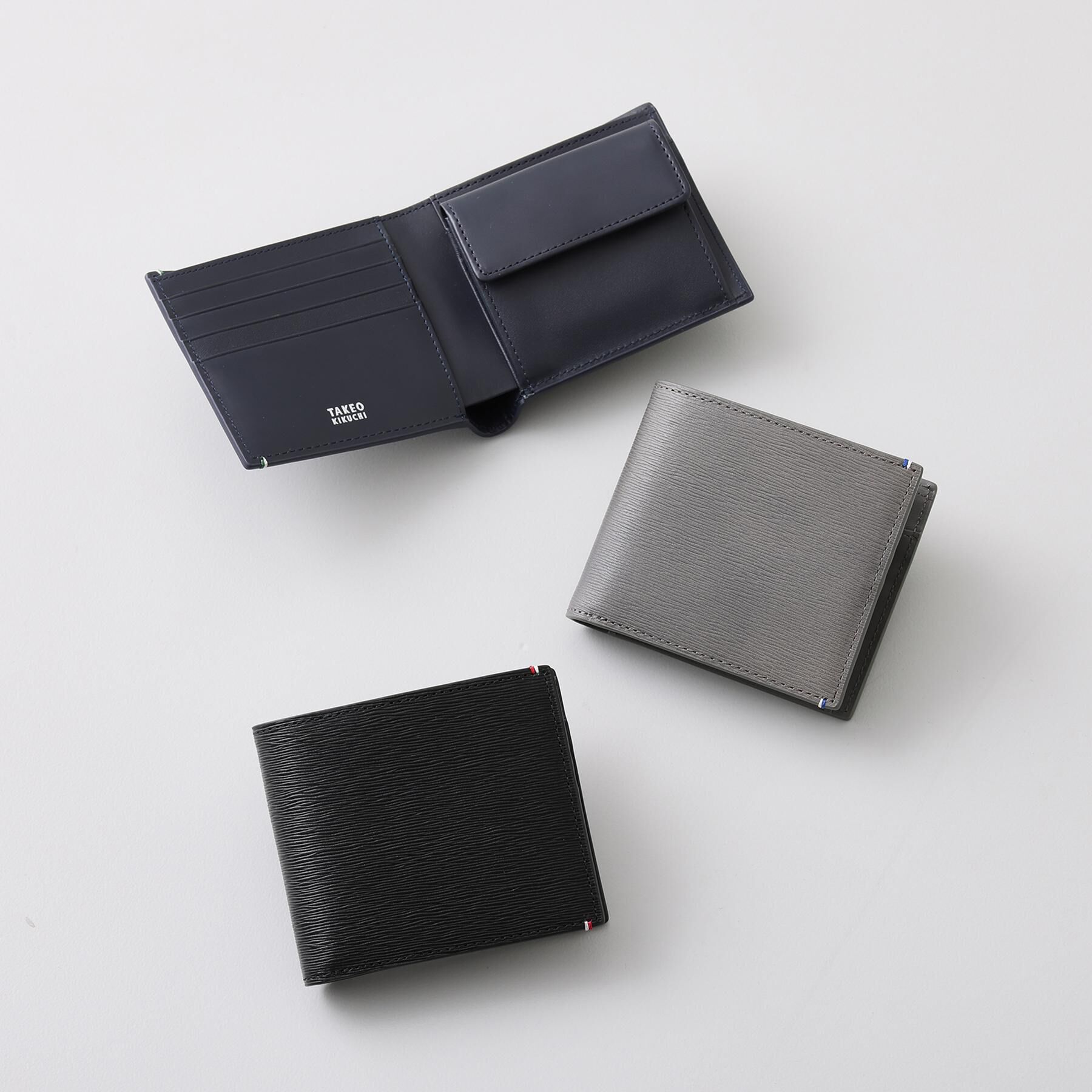 TAKEO KIKUCHI「水シボレザー2つ折り財布」|財布|