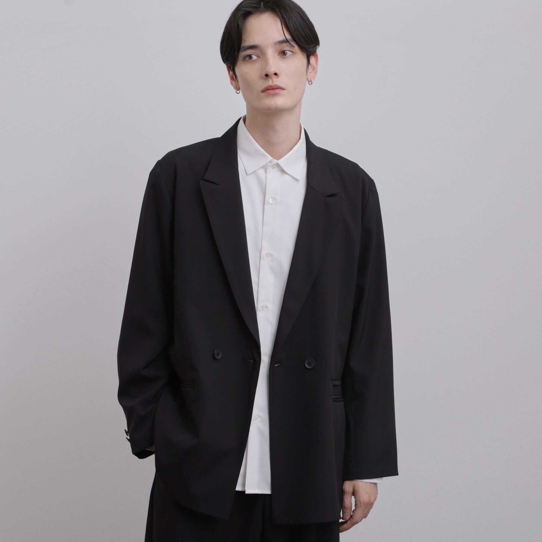 tk.TAKEO KIKUCHI「ダブルブレストジャケット」|テーラードジャケット|ブラック(019)