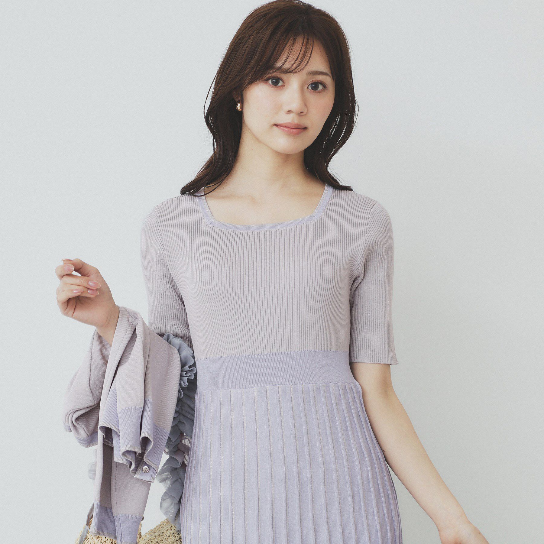 index「《ツインセット》カーディガン&times;バイカラーニットワンピース【洗濯機洗い可/抗ピル】」|スーツ|