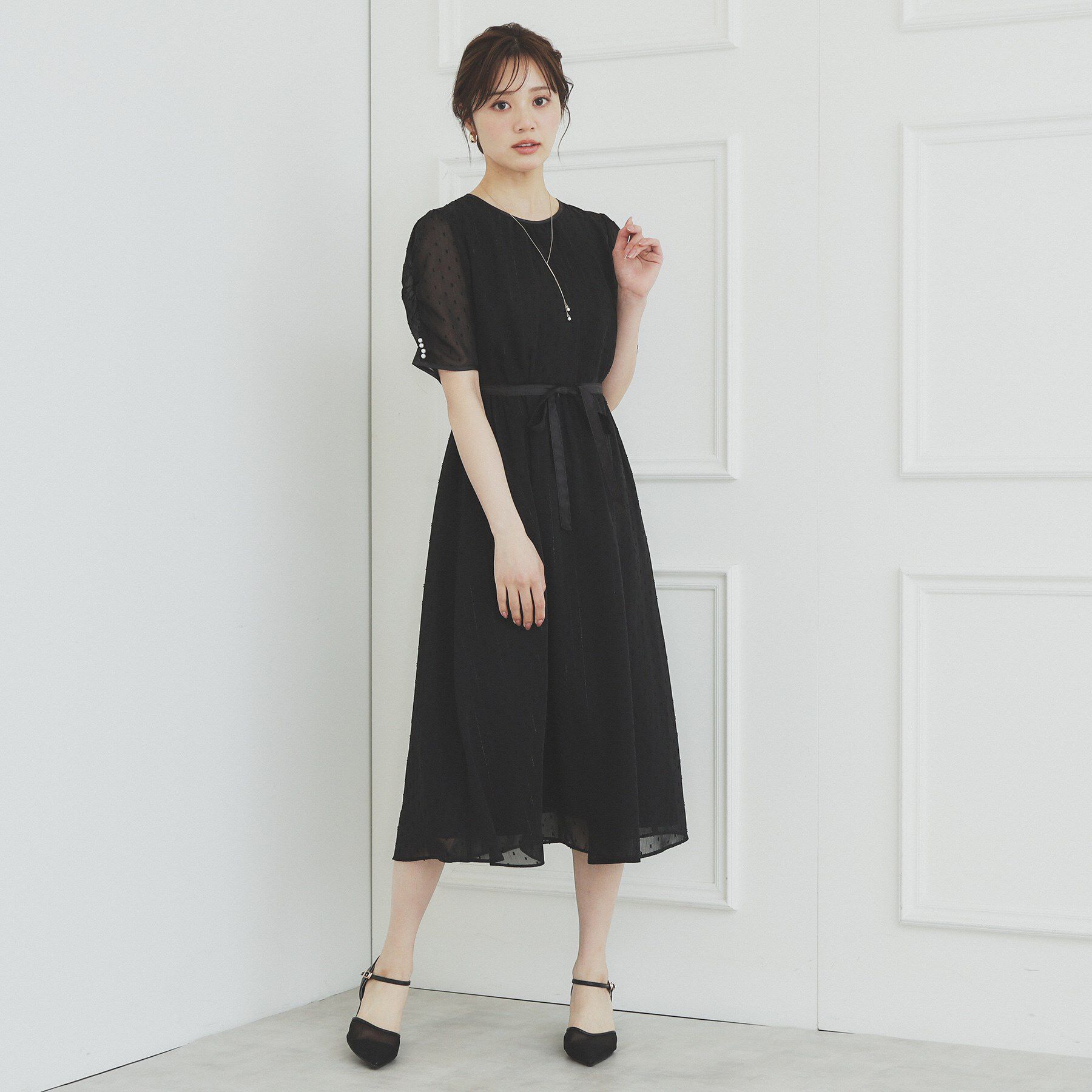 index「フィット＆フレアバイカラーワンピース【洗濯機洗い可/イージーアイロン】」|ワンピース|