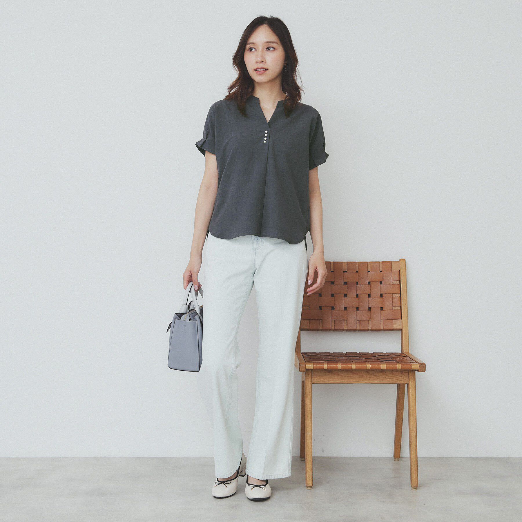 index「《7色展開/XS-LLサイズ》タックスリーブスキッパーブラウス【洗濯機洗い可/吸水速乾/抗ピル/防シ」|シャツ・ブラウス|