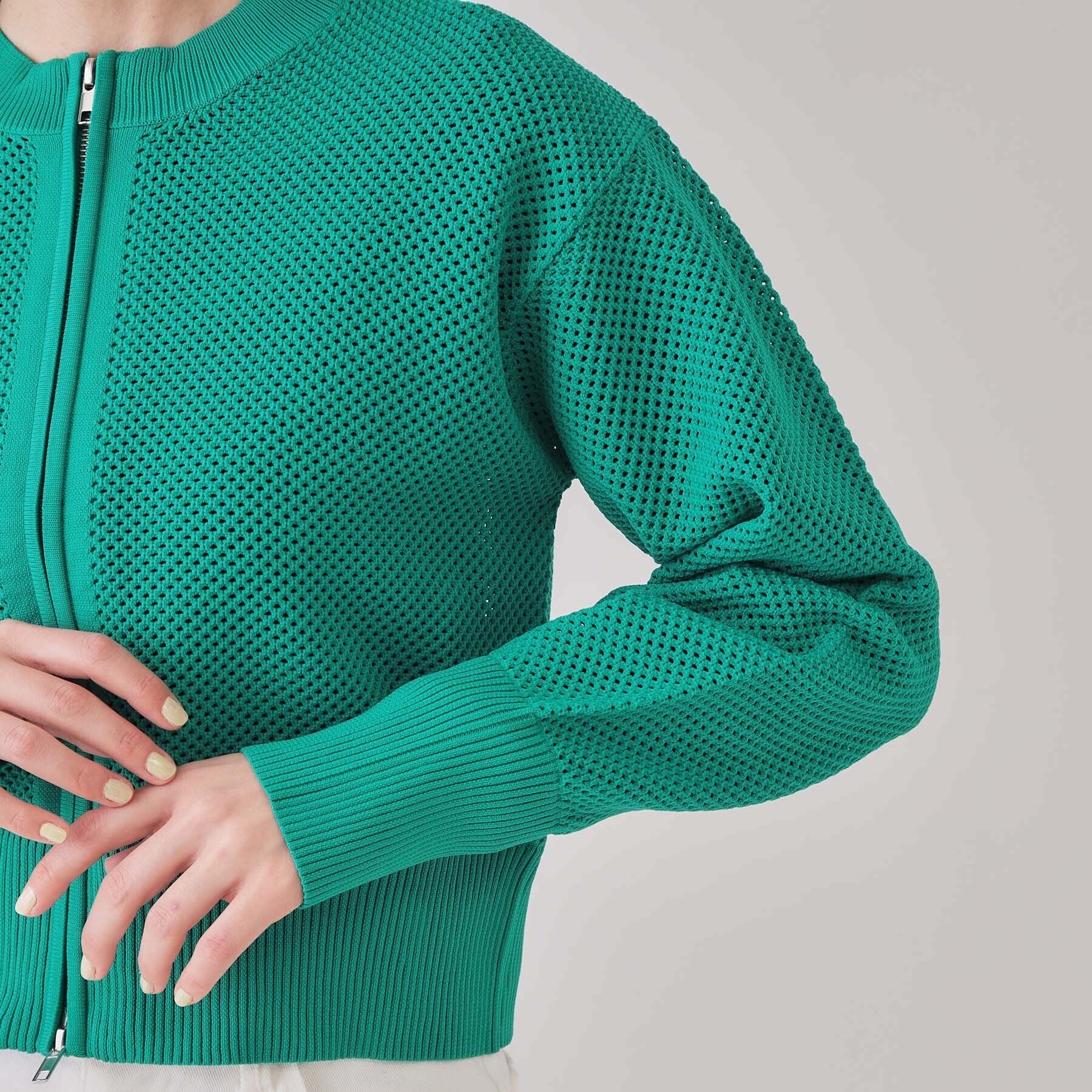 OPAQUE.CLIP「メッシュZIPニットカーディガン【洗濯機洗い可】」|カーディガン|