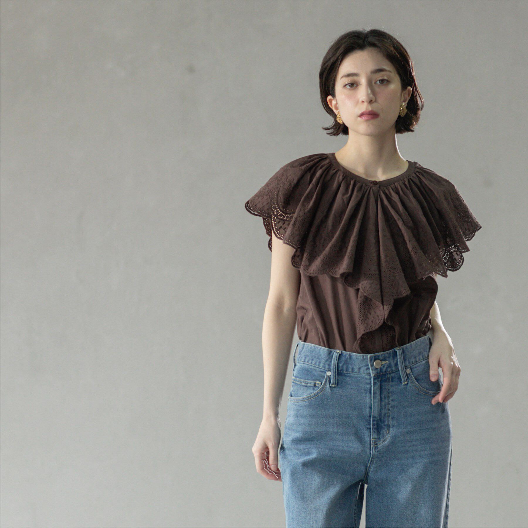 OPAQUE.CLIP「刺繍レースカラーブラウス」|シャツ・ブラウス|