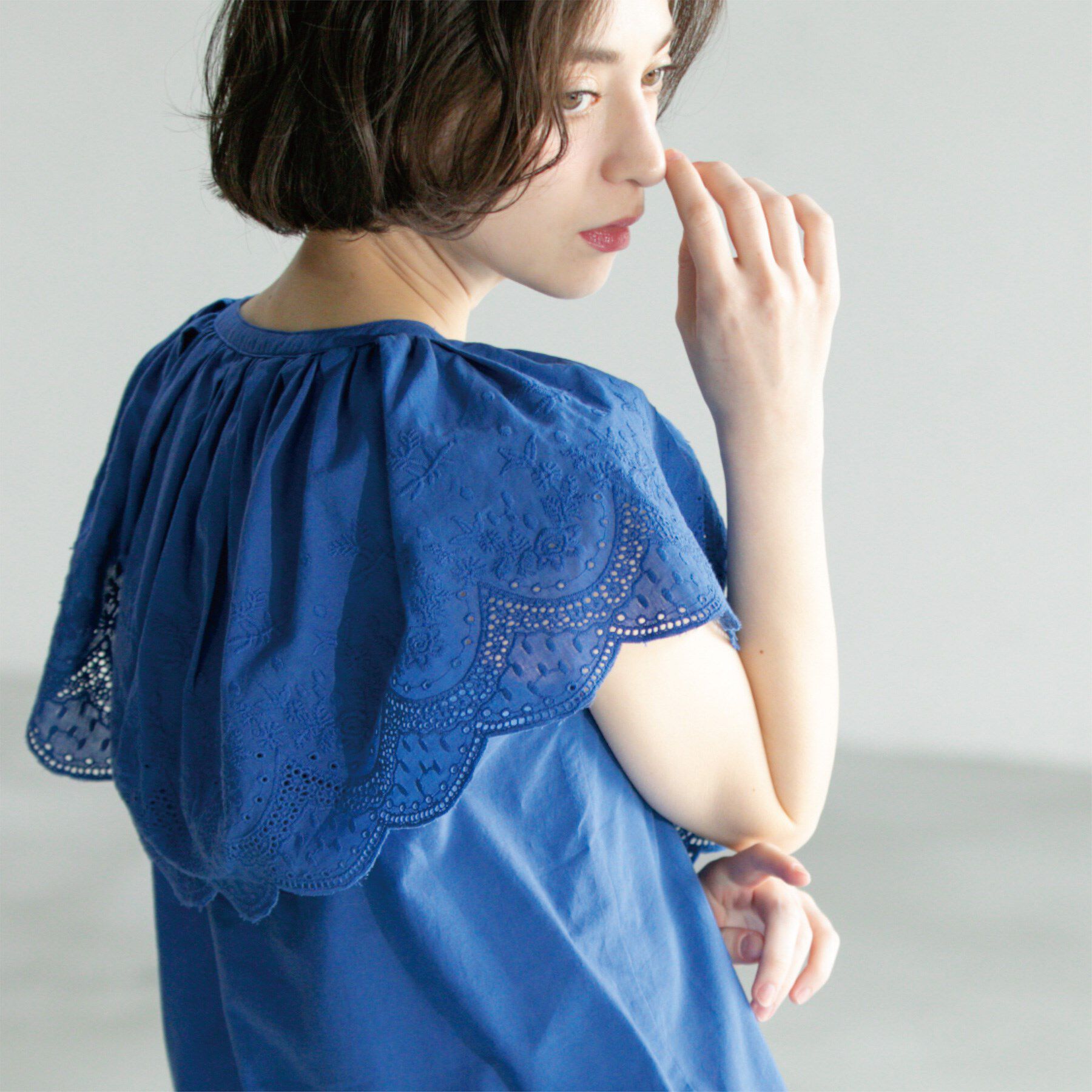 OPAQUE.CLIP「刺繍レースカラーブラウス」|シャツ・ブラウス|