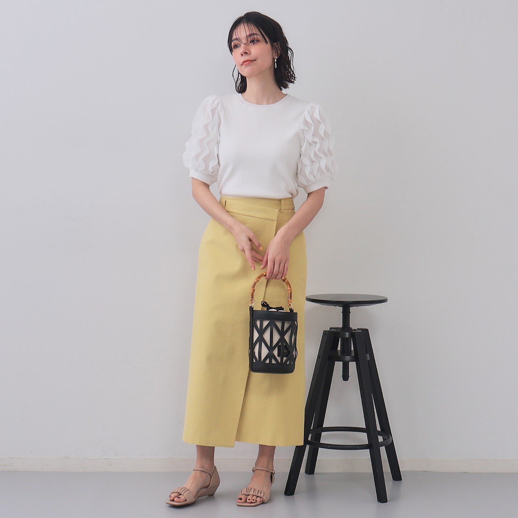 OPAQUE.CLIP「フリルスリーブデザインニット【洗濯機洗い可】」|Tシャツ・カットソー|