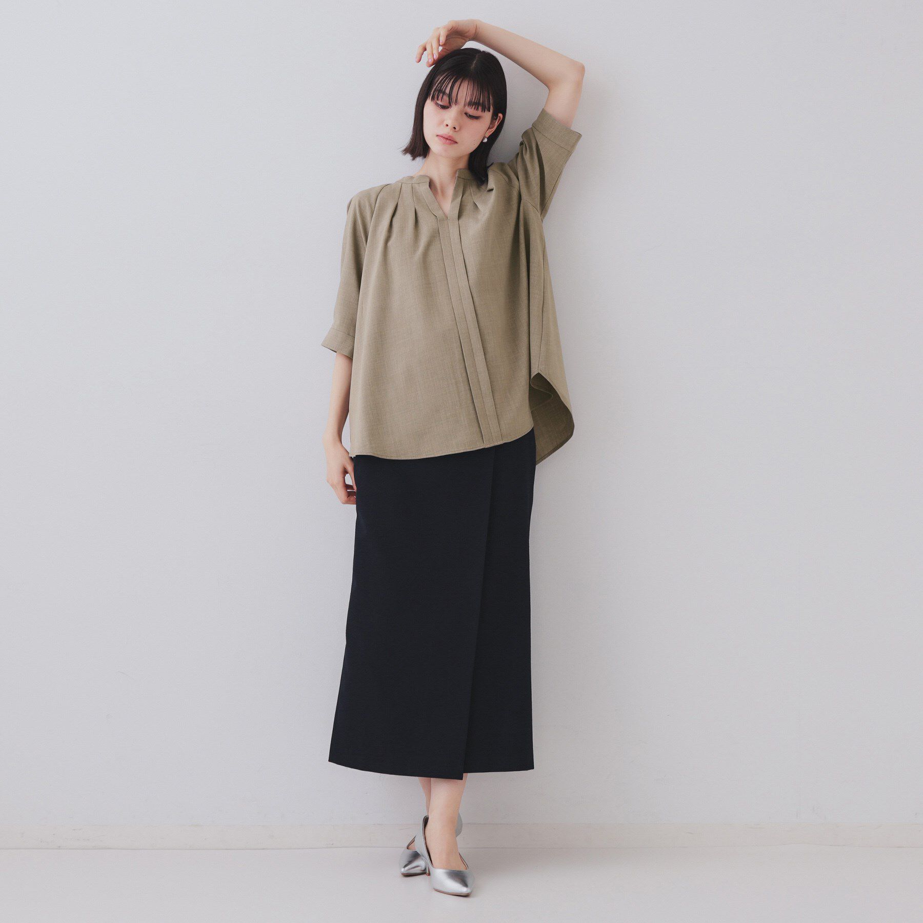 OPAQUE.CLIP「タックスキッパーブラウス【洗濯機洗い可】」|シャツ・ブラウス|