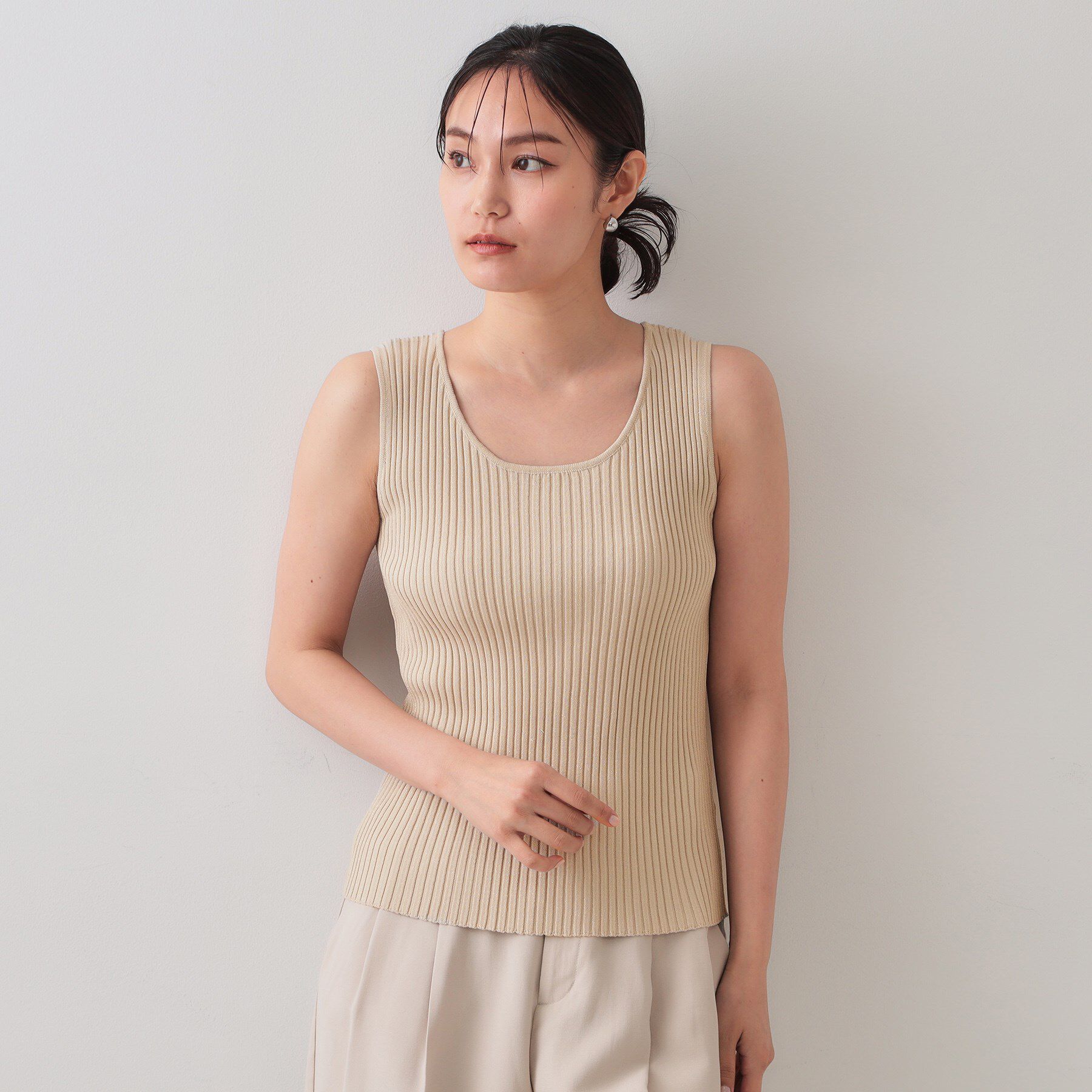 OPAQUE.CLIP「ラメニットタンクトップ【洗濯機洗い可／抗ピル】」|キャミソール|