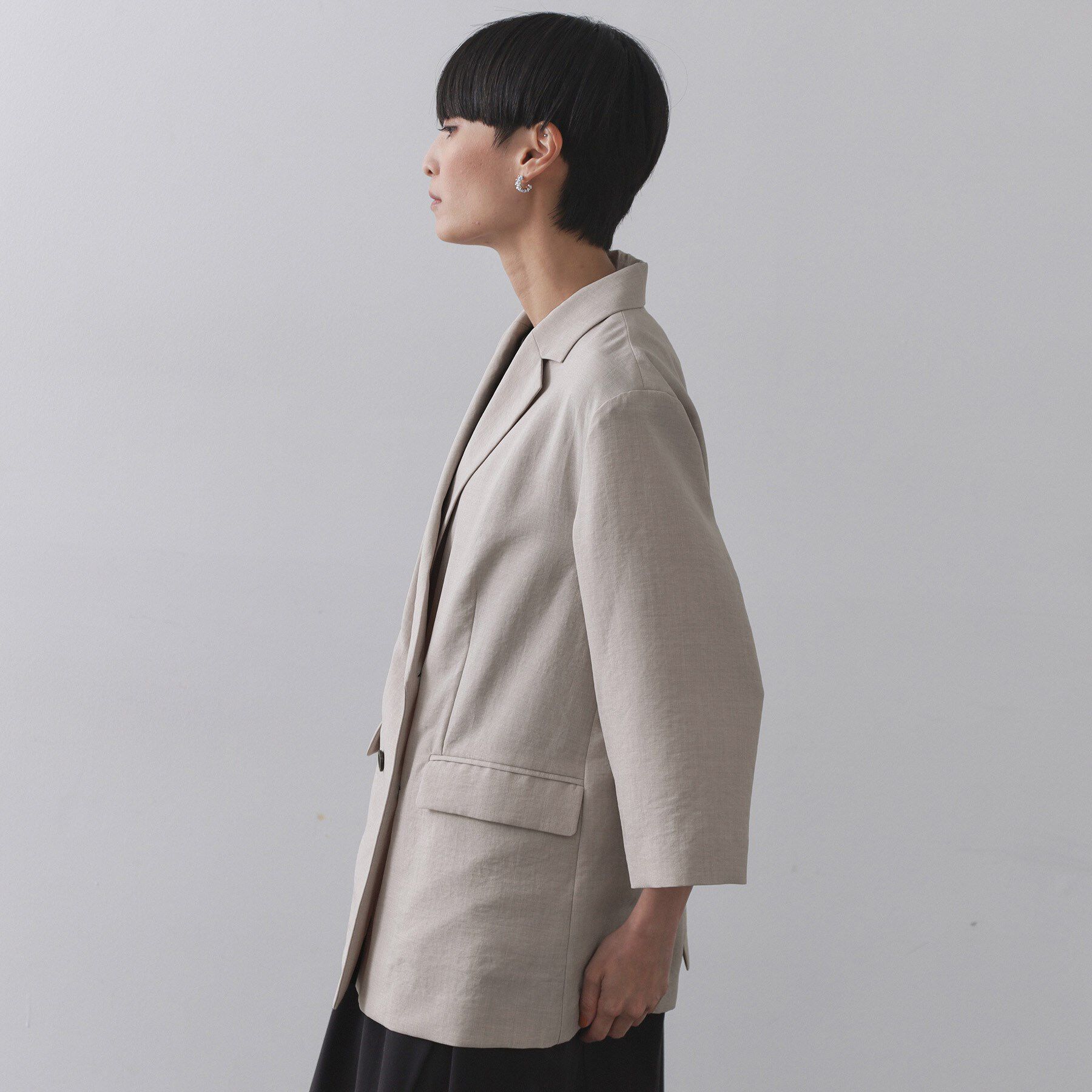 OPAQUE.CLIP「リネンライクダブルジャケット【洗える】」|テーラードジャケット|