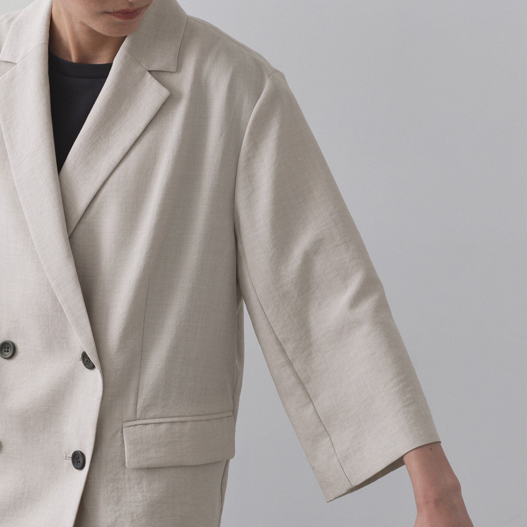 OPAQUE.CLIP「リネンライクダブルジャケット【洗える】」|テーラードジャケット|