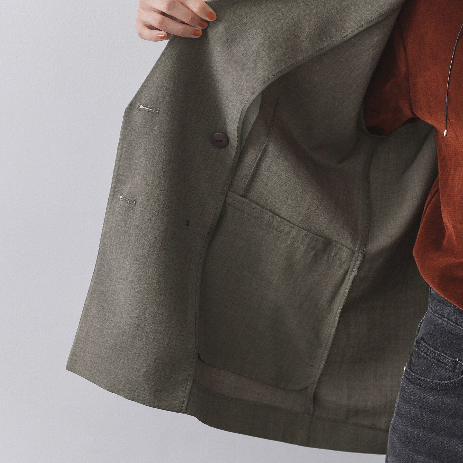 OPAQUE.CLIP「リネンライクダブルジャケット【洗える】」|テーラードジャケット|