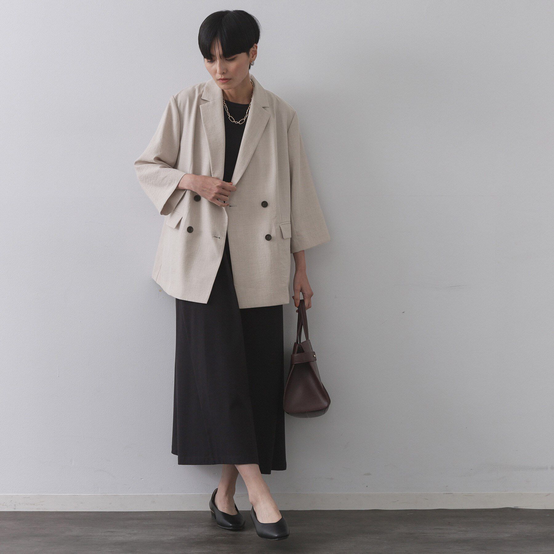 OPAQUE.CLIP「リネンライクダブルジャケット【洗える】」|テーラードジャケット|