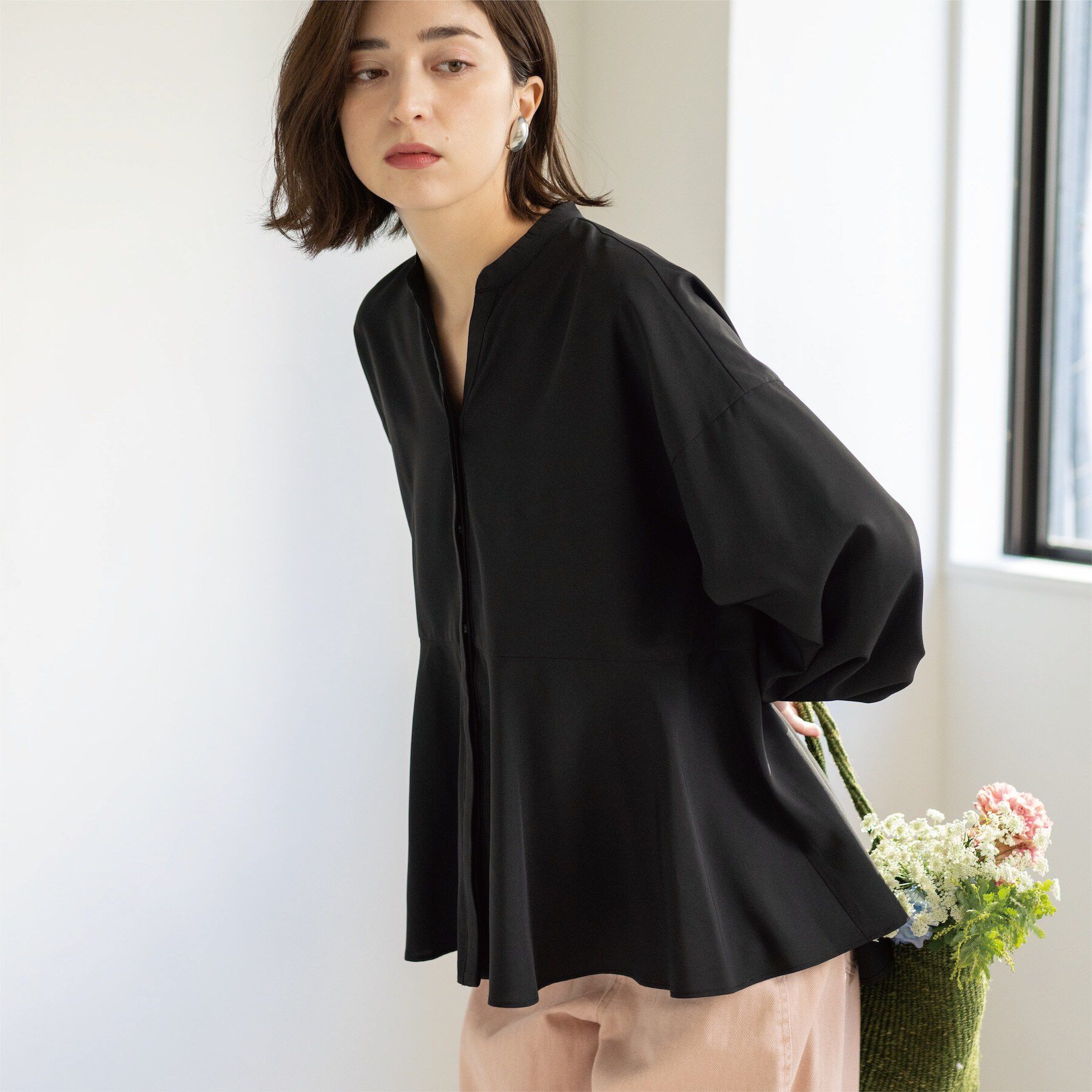 OPAQUE.CLIP「バイカラーアソート ペプラム前あきブラウス」|シャツ・ブラウス|