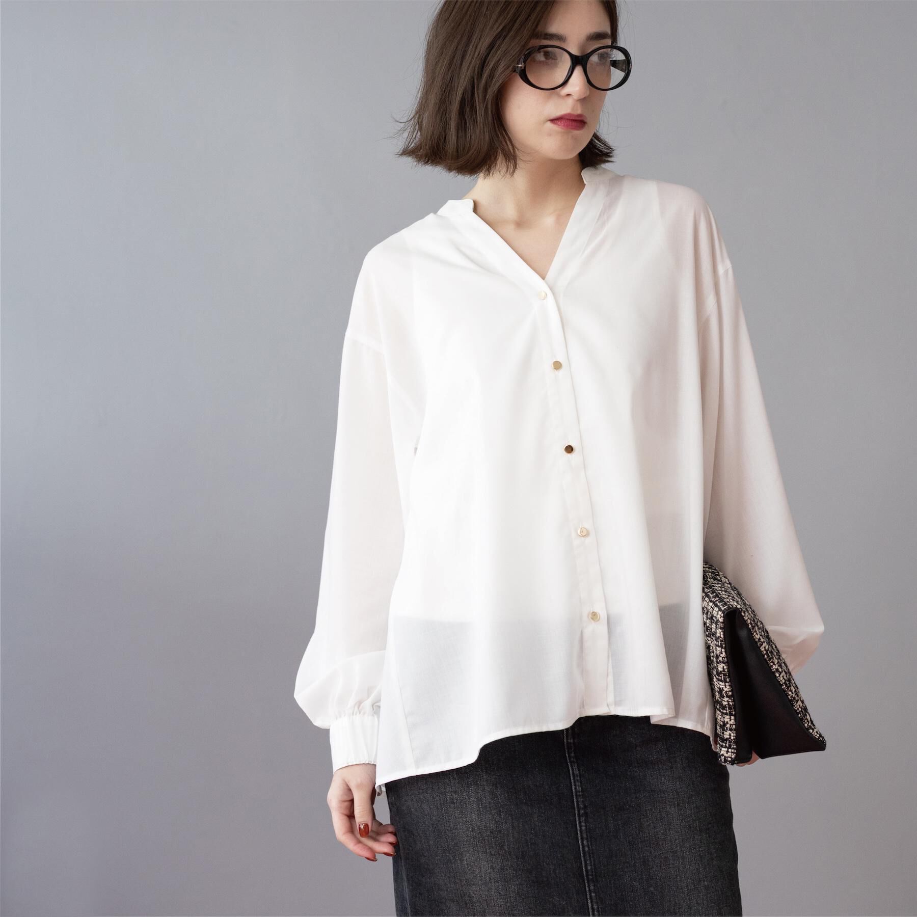 OPAQUE.CLIP「前あき後ろフレアブラウス」|シャツ・ブラウス|